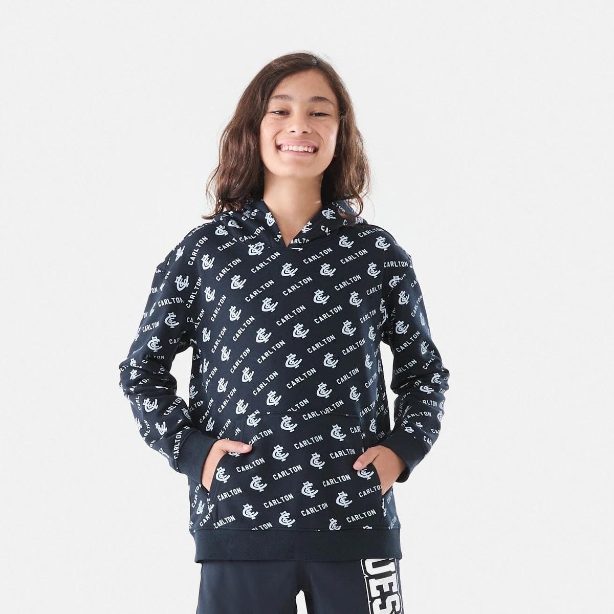 4 Official AFL Kids All Over Print Hoodie Carlton, 4 of 9