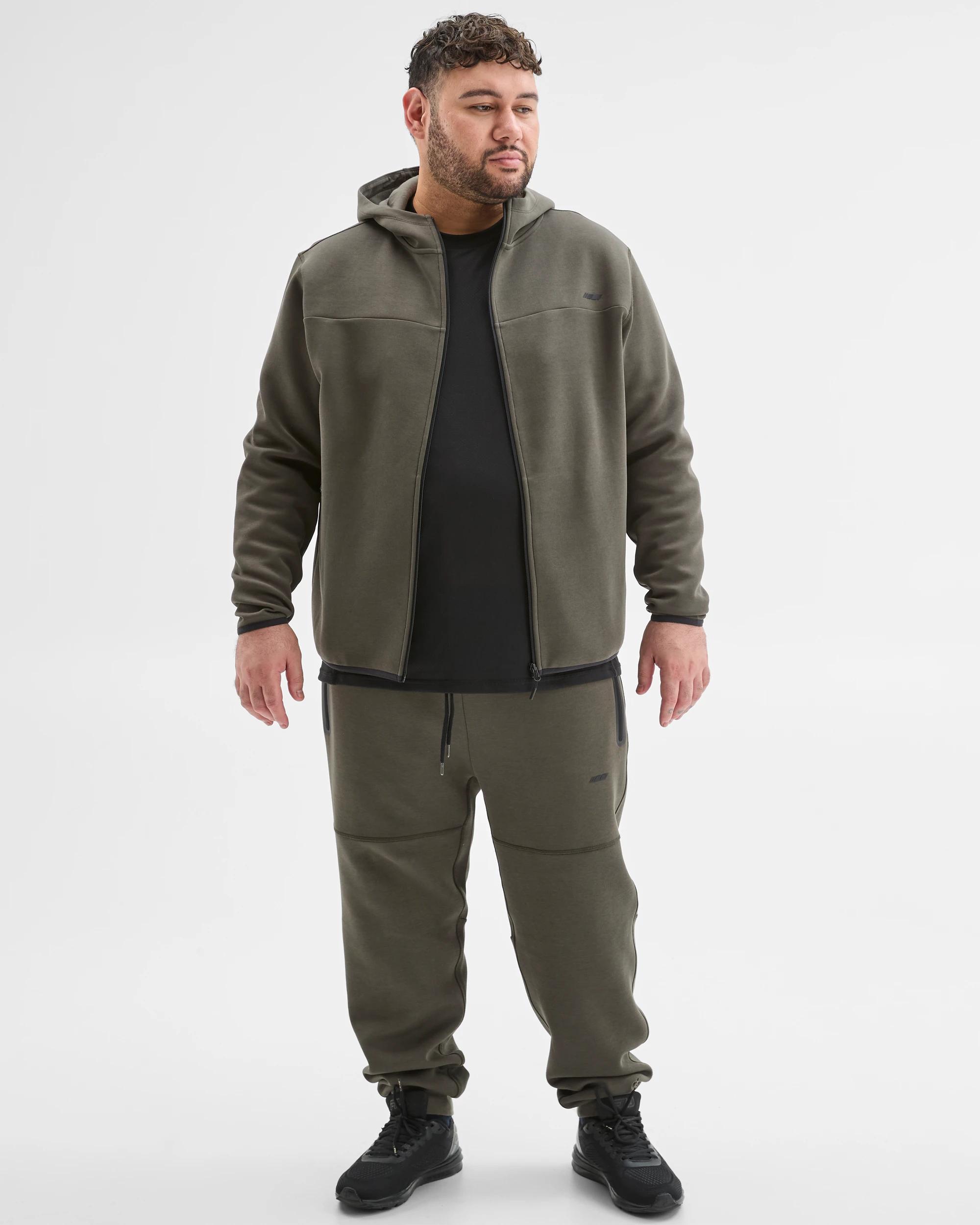 1 Target Man Plus Plus Size Australian Cotton Blend Active Zip Through Fleece Hoodie KHAKI, 1 of 5
