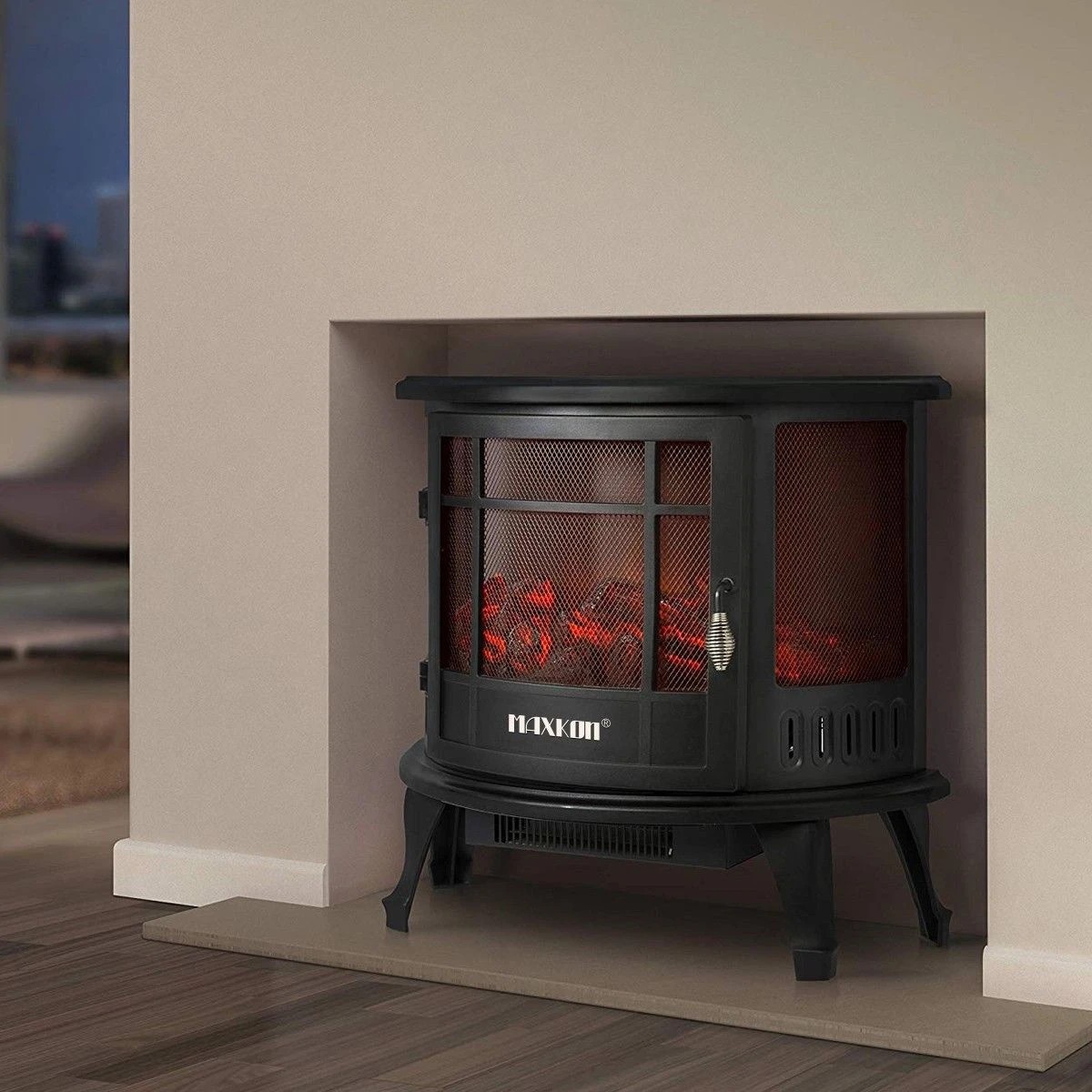 6 MAXKON Electric Fireplace Freestanding Stove Heater LED Flame Effect Log Fire 1800W, 6 of 8