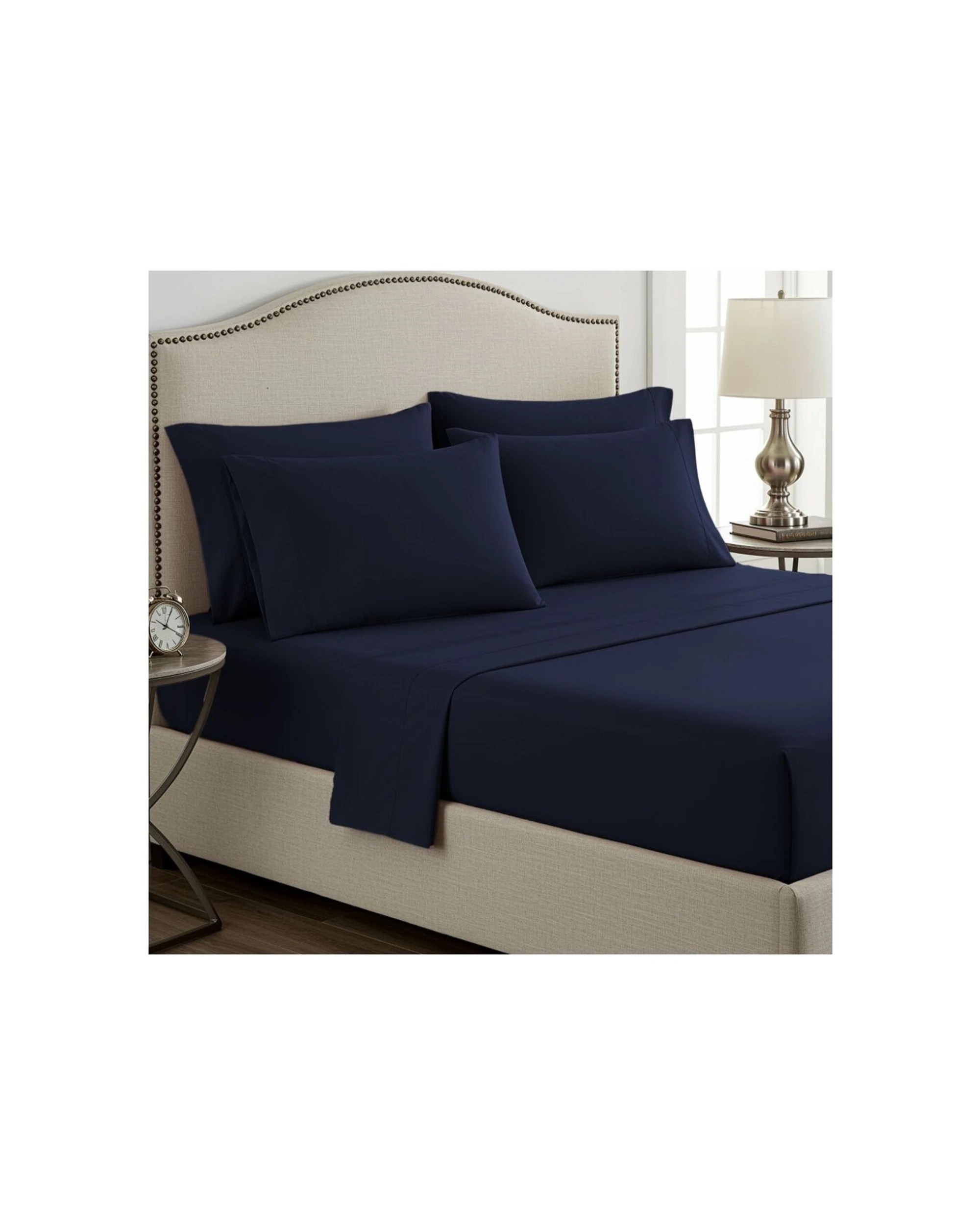 1 Grosvenor House Dyed Bamboo Cotton Bed Sheet Sets 400TC - Queen Bed - Blue, 1 of 3