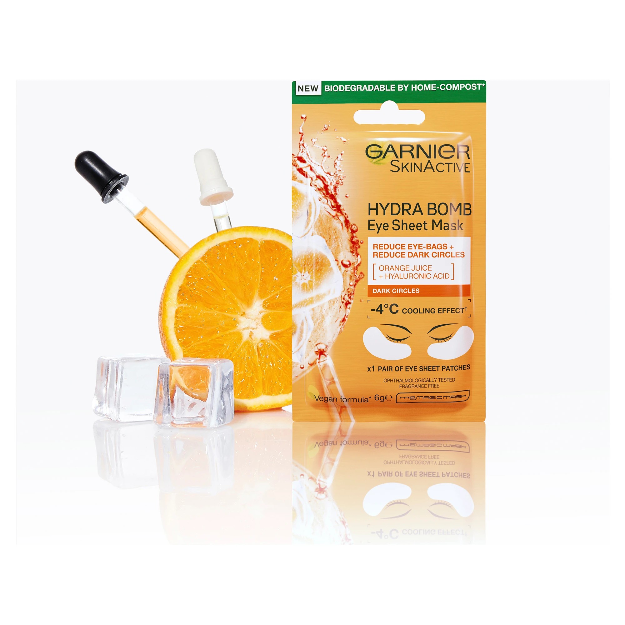 3 Garnier SkinActive Hydra Bomb Eye Sheet Mask 6g - Orange Juice & Hyaluronic Acid, 3 of 6