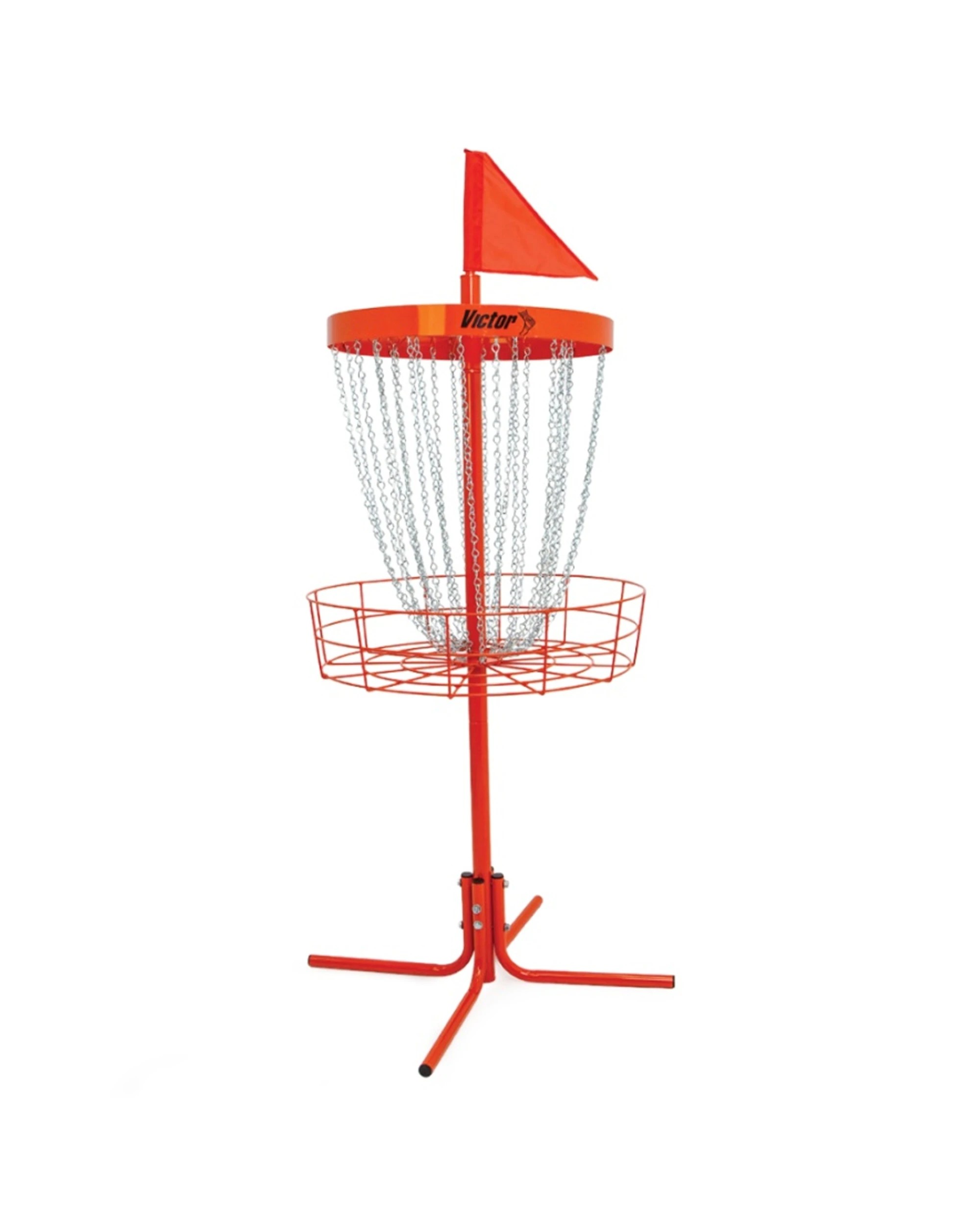 1 Victor Sports Disc Golf Elevated Target Basket Steel Galvanised Chains 66x132cm - Orange, 1 of 4