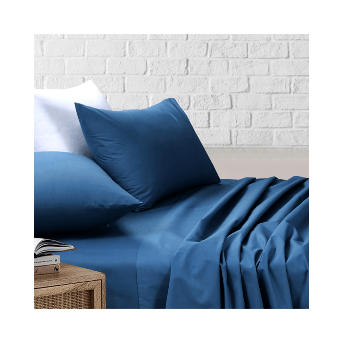 4 Amsons Mid Night Blue Queen Sheet Set – 180TC Cotton/Poly Fitted, Flat &amp; 2 Pillowcases - Blue, 4 of 7