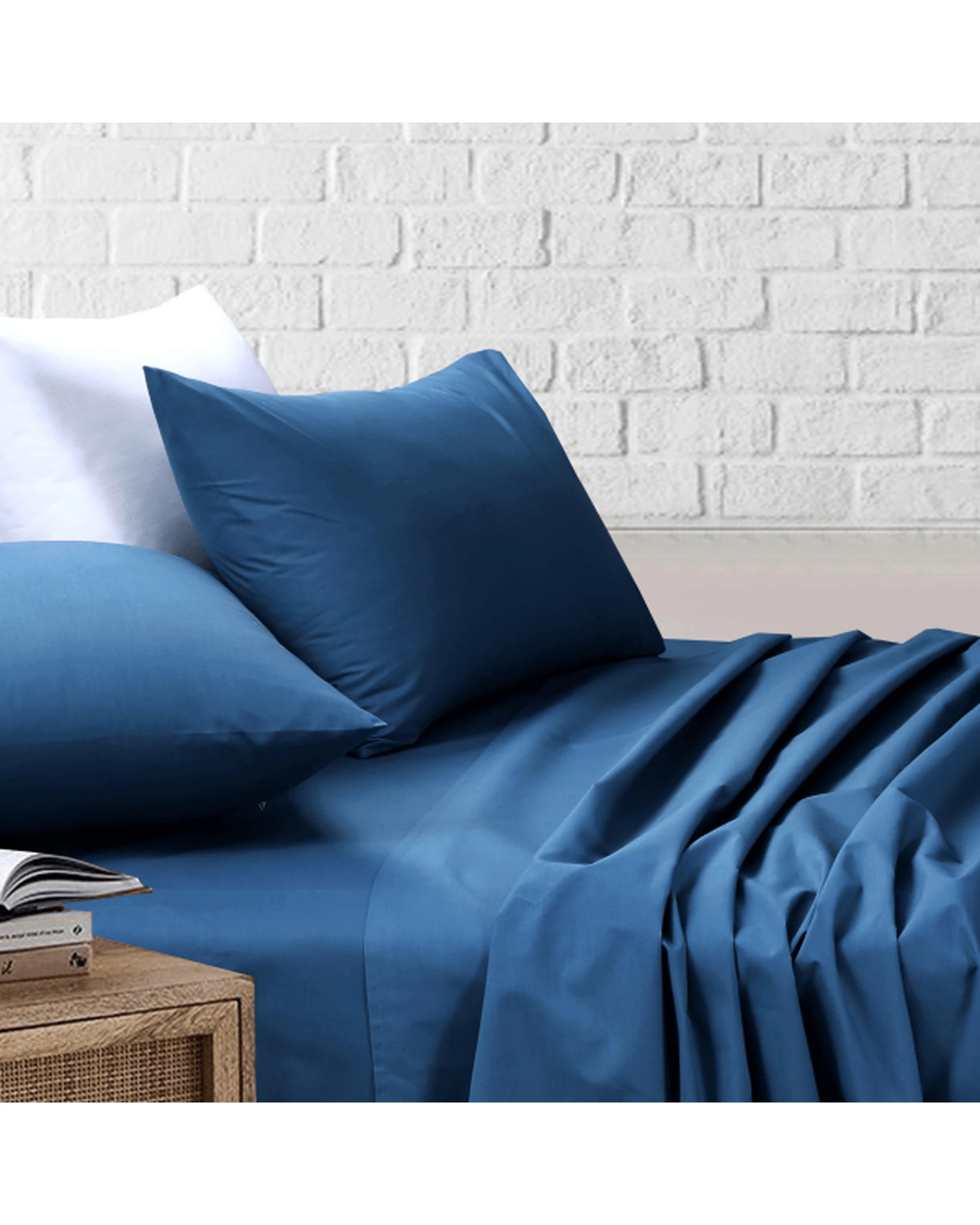 4 Amsons Bedsheets Set Flat & Fitted Sheets With Pillowcases - Queen Bed - Blue, 4 of 7