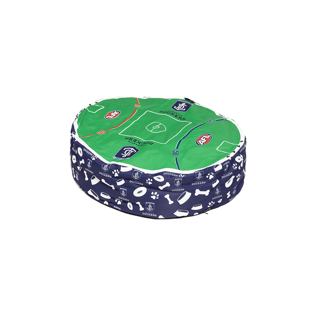 1 AFL Fremantle Dockers 70x60cm Round Pet Dog Lounge Bed - Washable Cover - Plain, 1 of 3
