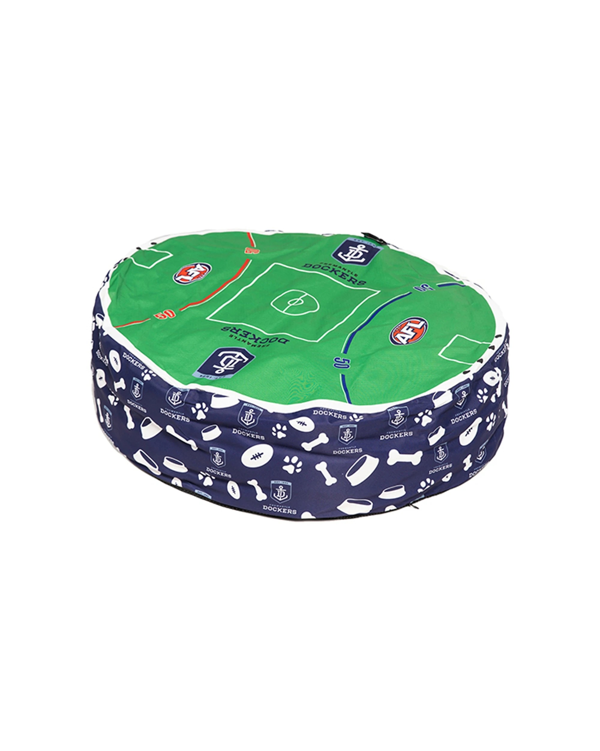 1 AFL Fremantle Dockers 70x60cm Round Pet Dog Lounge Bed - Washable Cover - Plain, 1 of 3