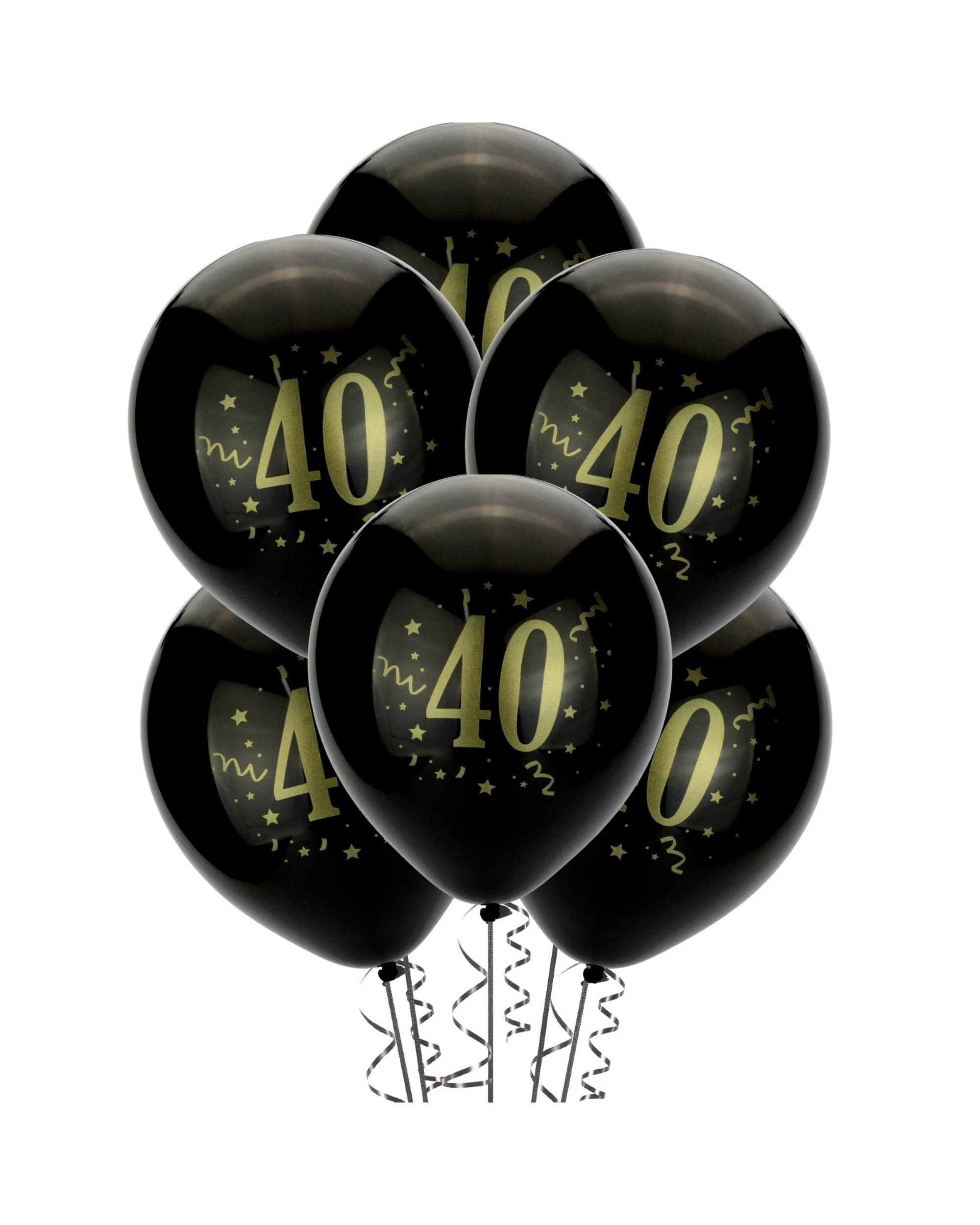 1 Party Maker 40th Birthday Balloons Pack of 8 - Black, 1 of 2