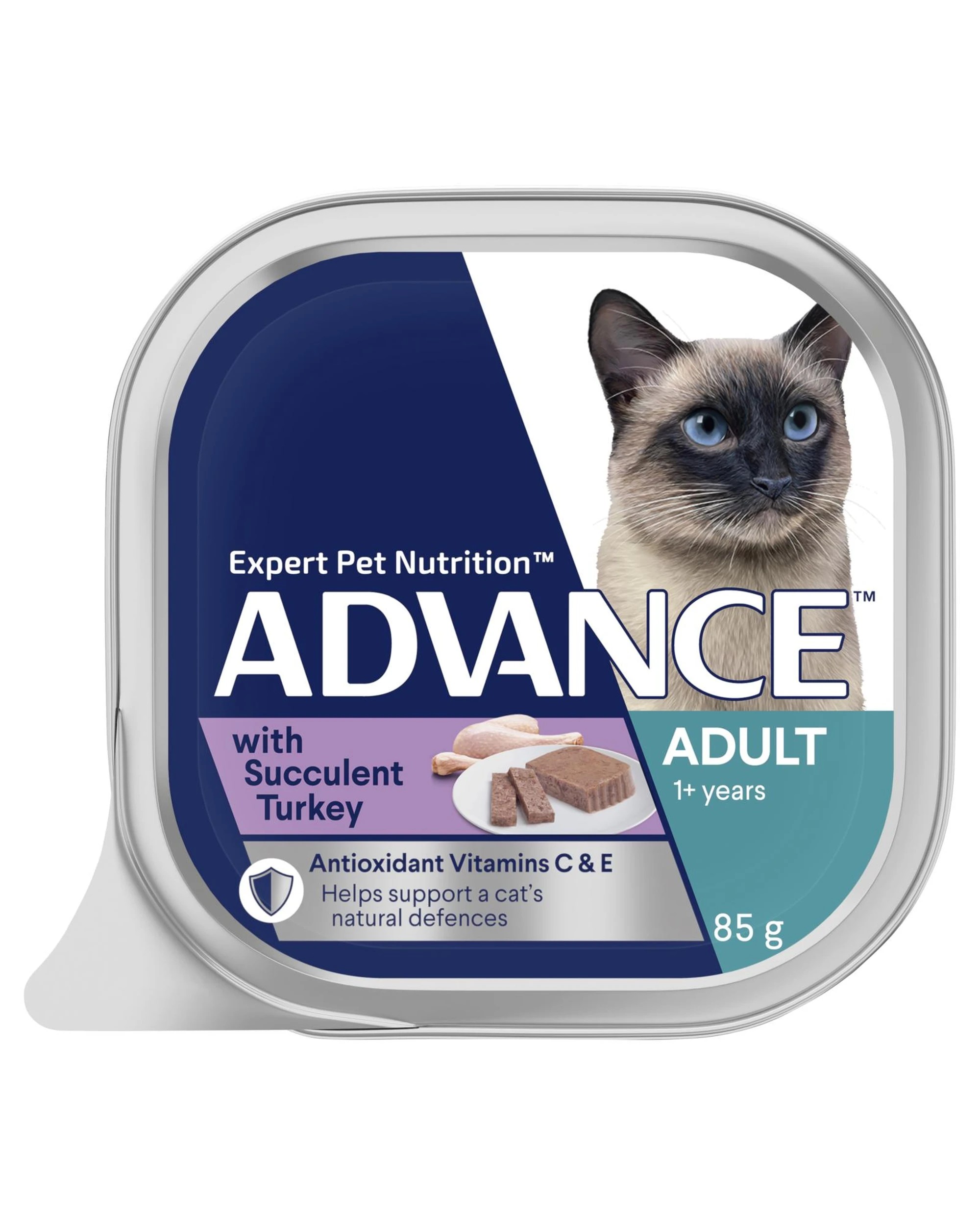 1 Advance Adult 1+ Wet Cat Food w/ Succulent Turkey 7 x 85g, 1 of 3