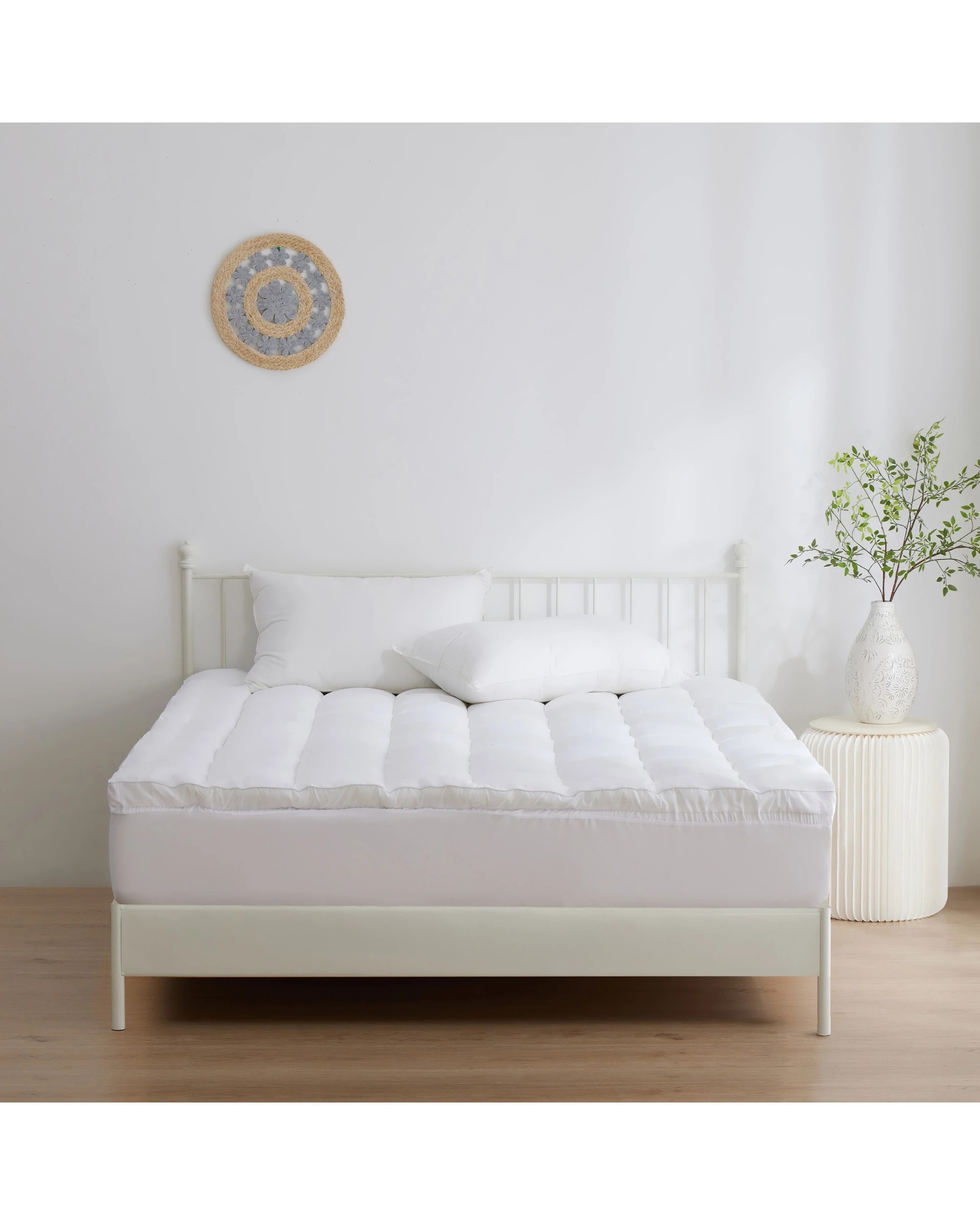 1 Sleepcare 1200gsm Microfibre Mattress Topper - King Bed - White, 1 of 6