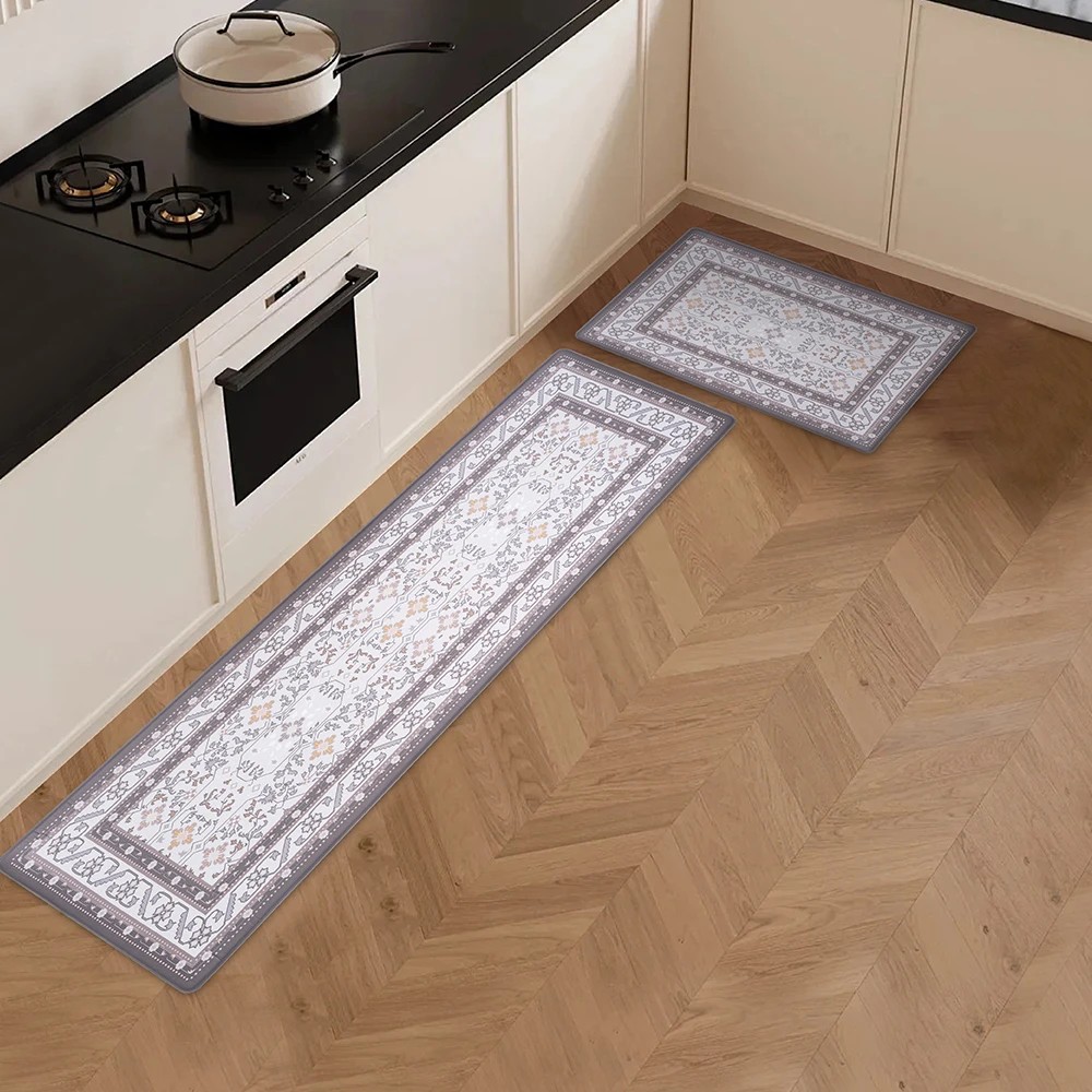 3 ZUNI Kitchen Mats Set of 2 Non Slip Comfort Standing Rug Door Floor Mats - Brown, 3 of 3