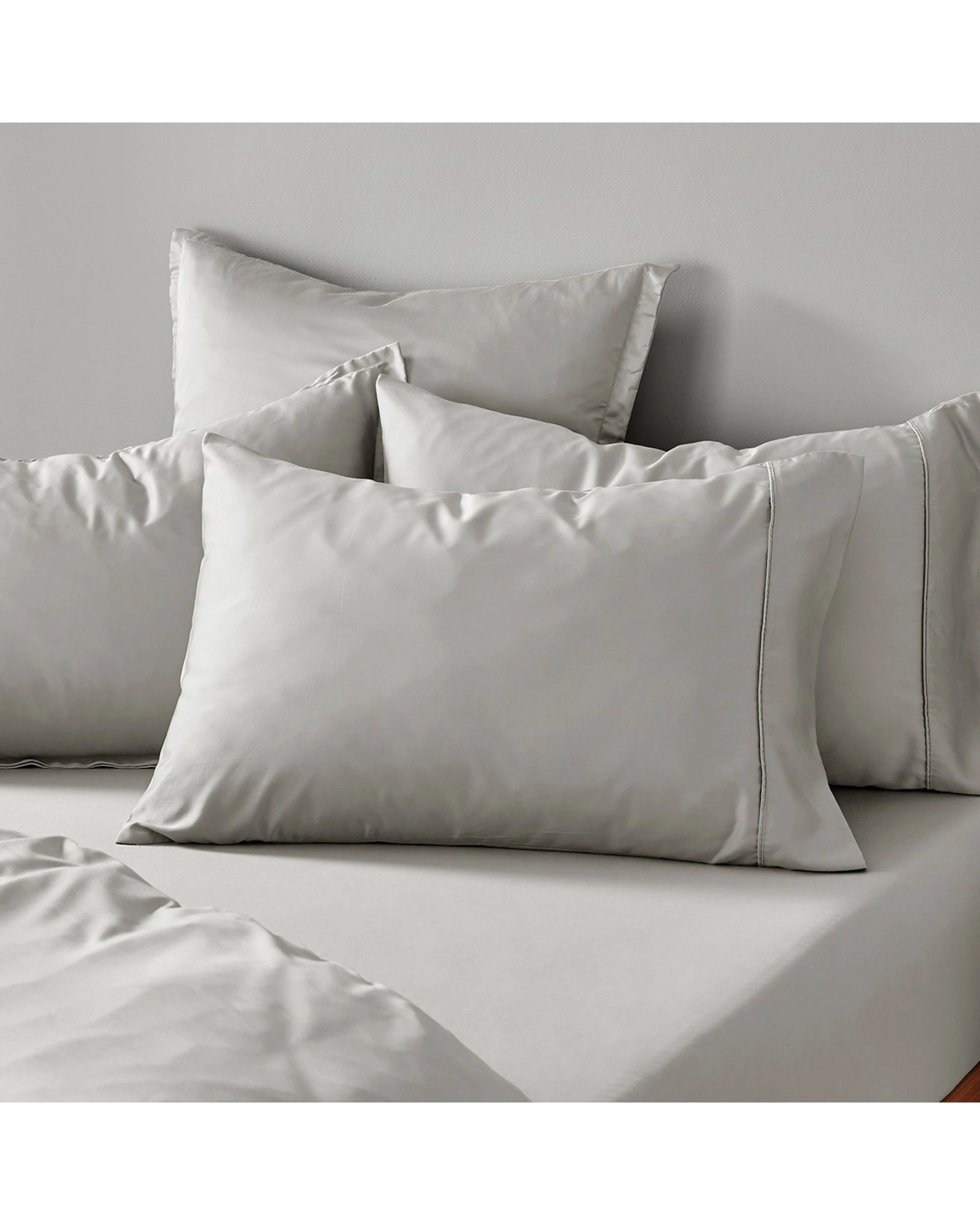 2 Natural Home 400TC 100% Bamboo Sateen Standard Pillowcase Twin Pack - Dove Grey, 2 of 5