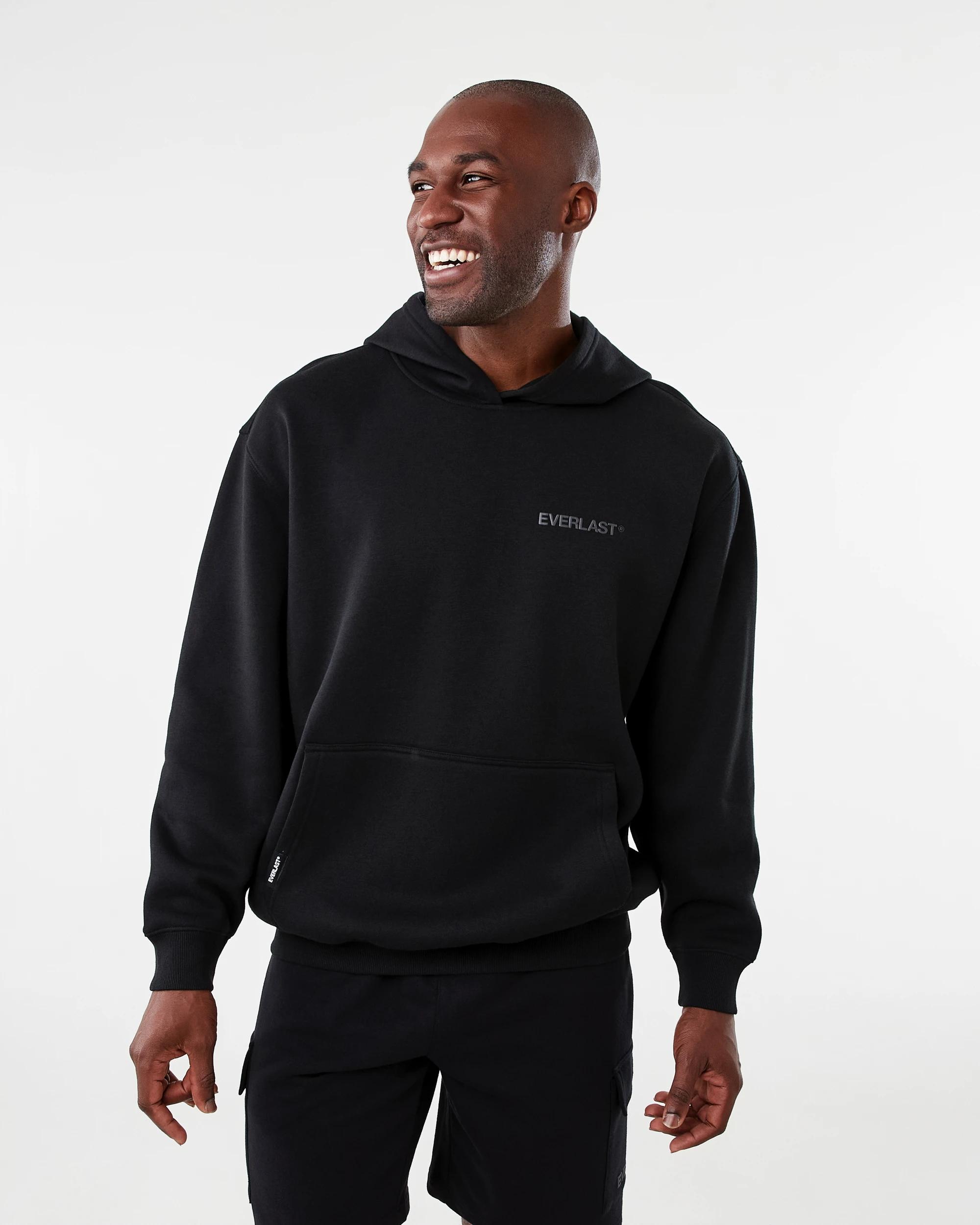 1 Everlast Mens Oversized Hoodie Black, 1 of 9