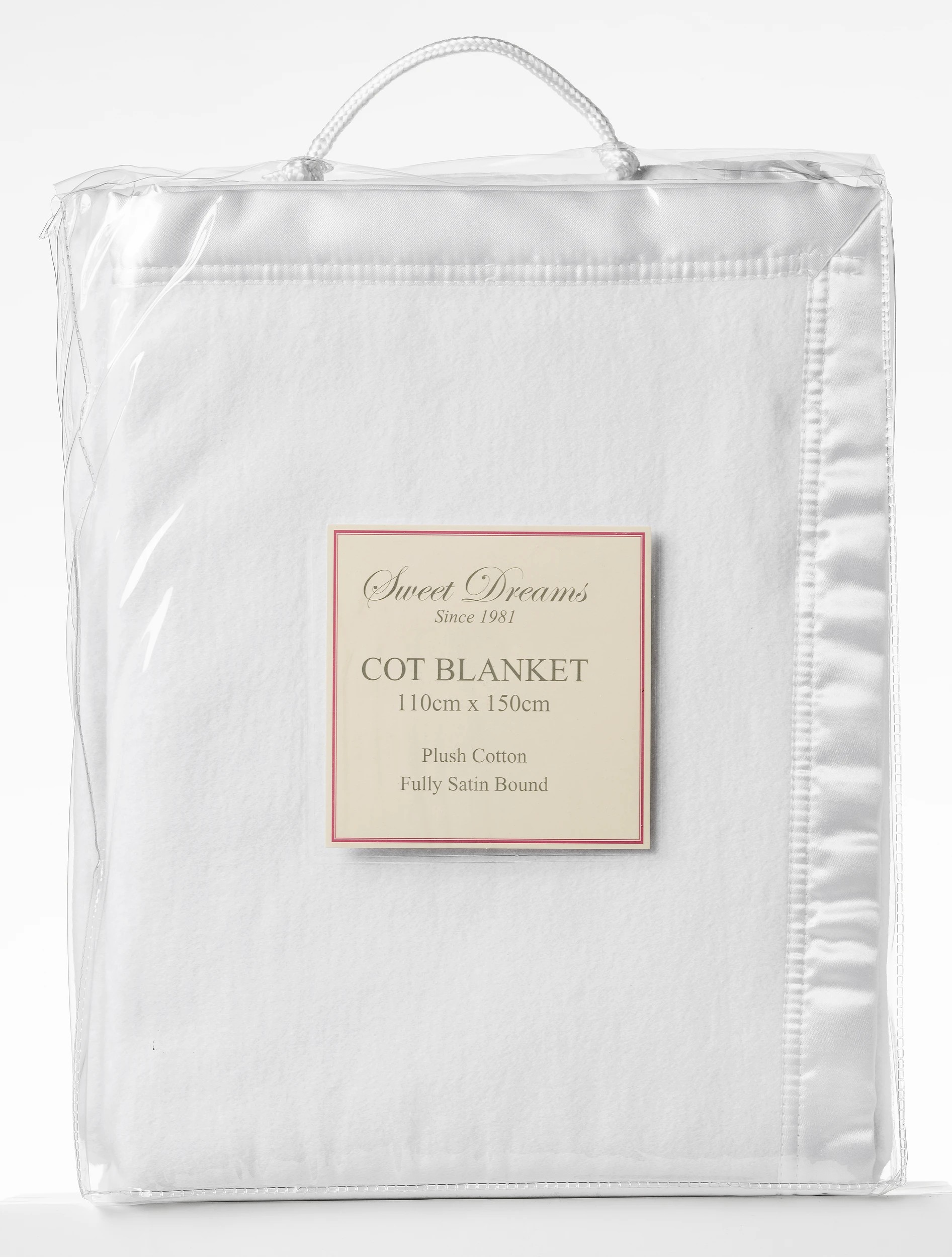 1 Sweet Dreams Cot Cotton Fleece Blanket White, 1 of 2