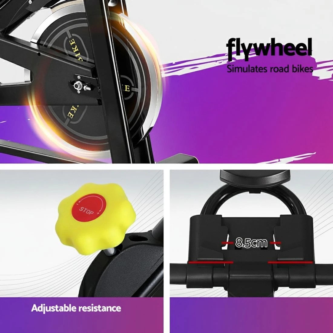 6 Everfit Spin Bike Exercise Bike Cardio Gym Bluetooth APP Connectable - Multi, 6 of 6