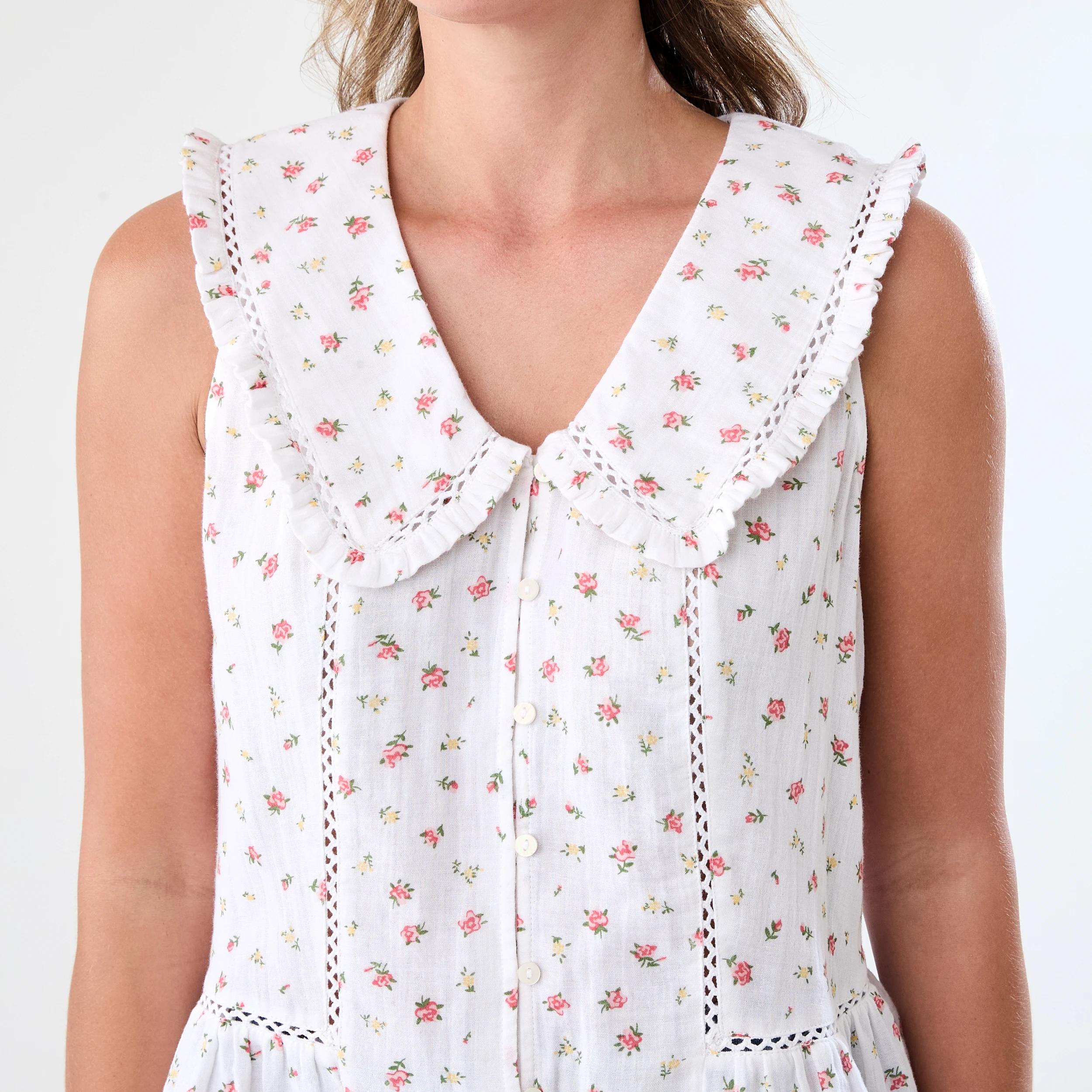 5 Sleeveless Collared Frill Top Pink Ditsy, 5 of 7