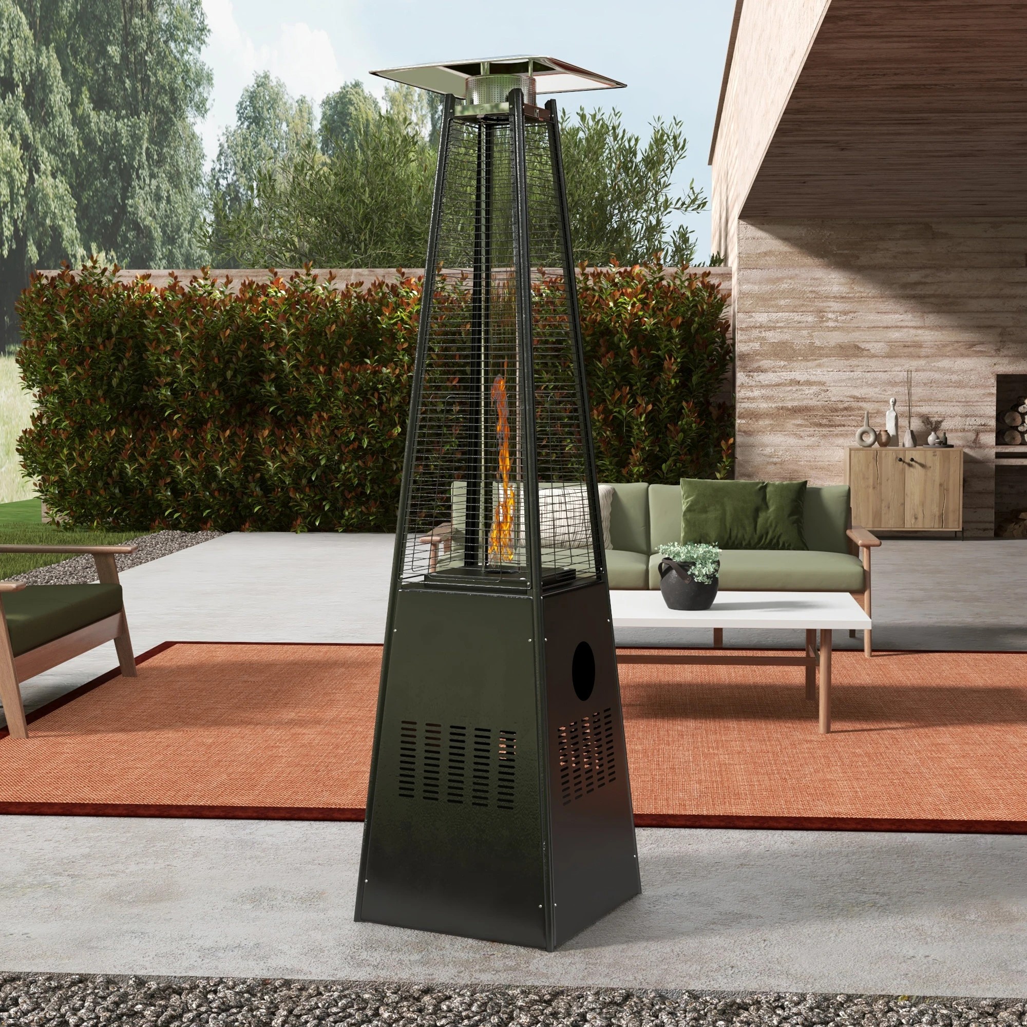 4 Havana Outdoors Gas Pyramid Flame Heater 13KW Steel Regulator Black - Black, 4 of 7