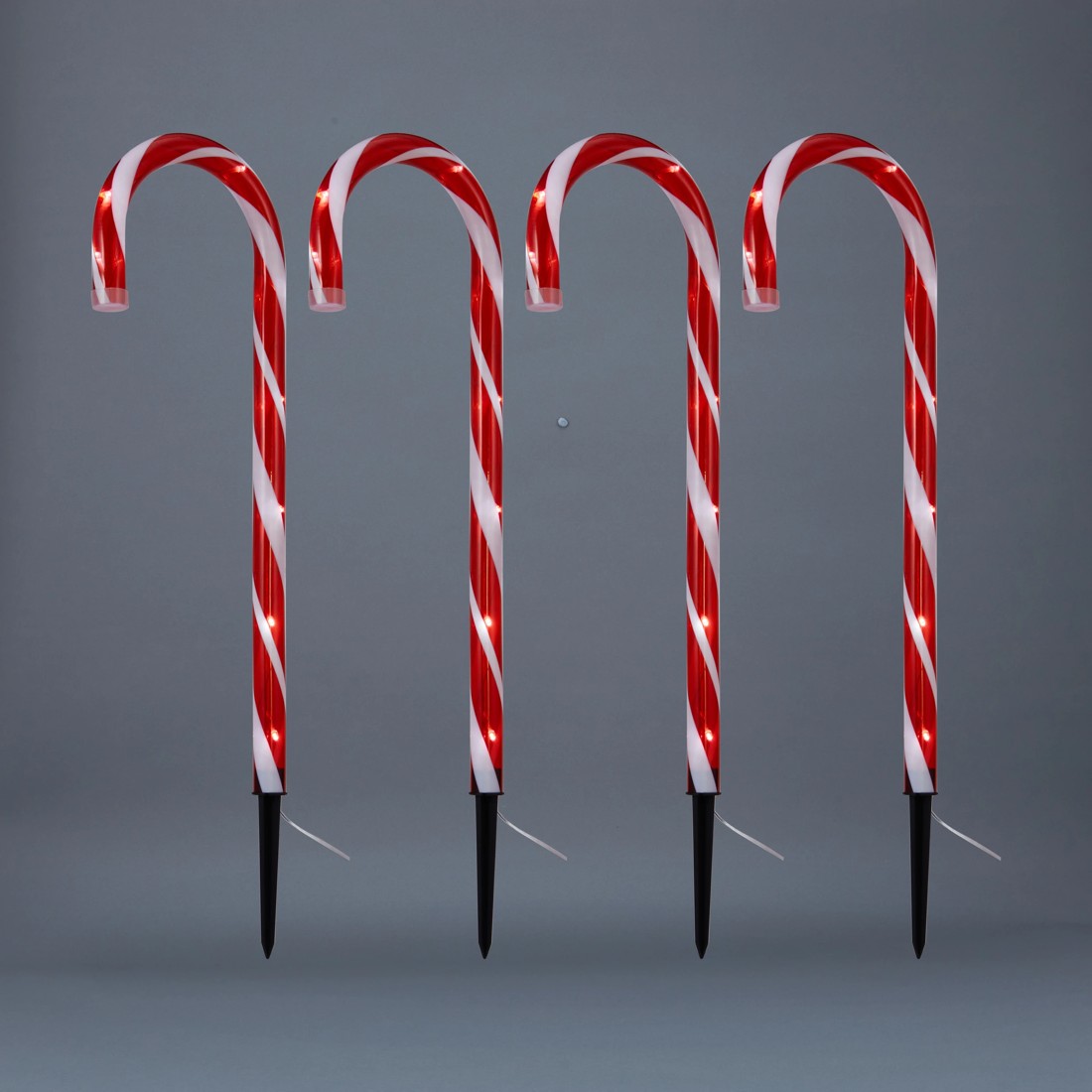 1 4 Pack Solar Powered LED Light Up Candy Cane Stakes, 1 of 9