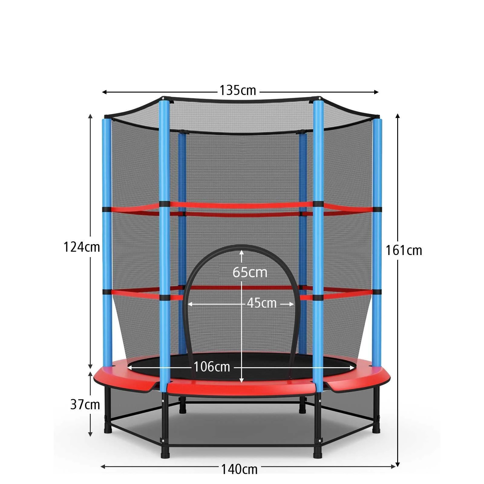 2 Costway 1.4M Mini Trampoline Rebounder w/Enclosure Net Indoor Outdoor Boys Girls Play Gift, 2 of 2