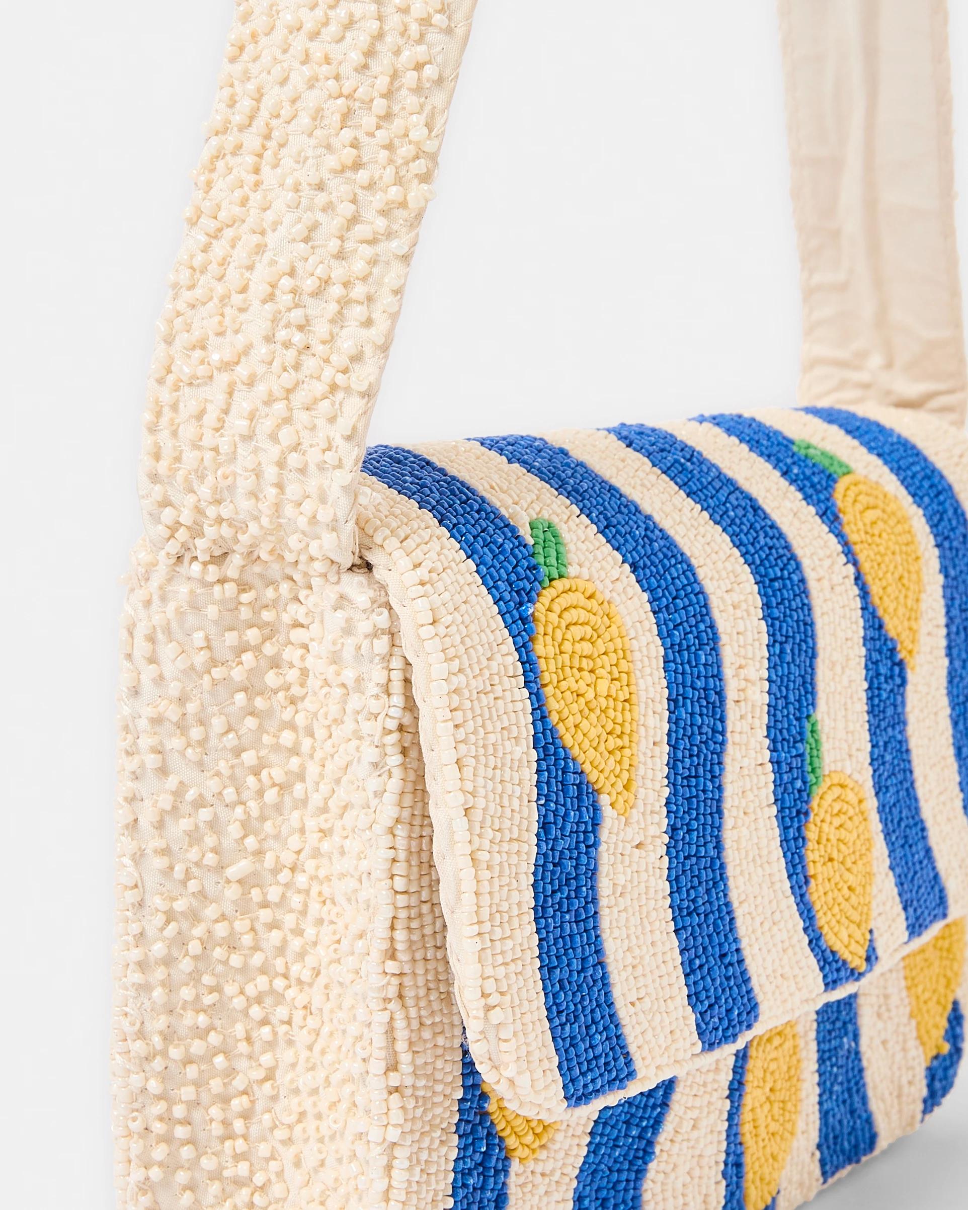 3 Beaded Shoulder Bag Lemon Strp, 3 of 6