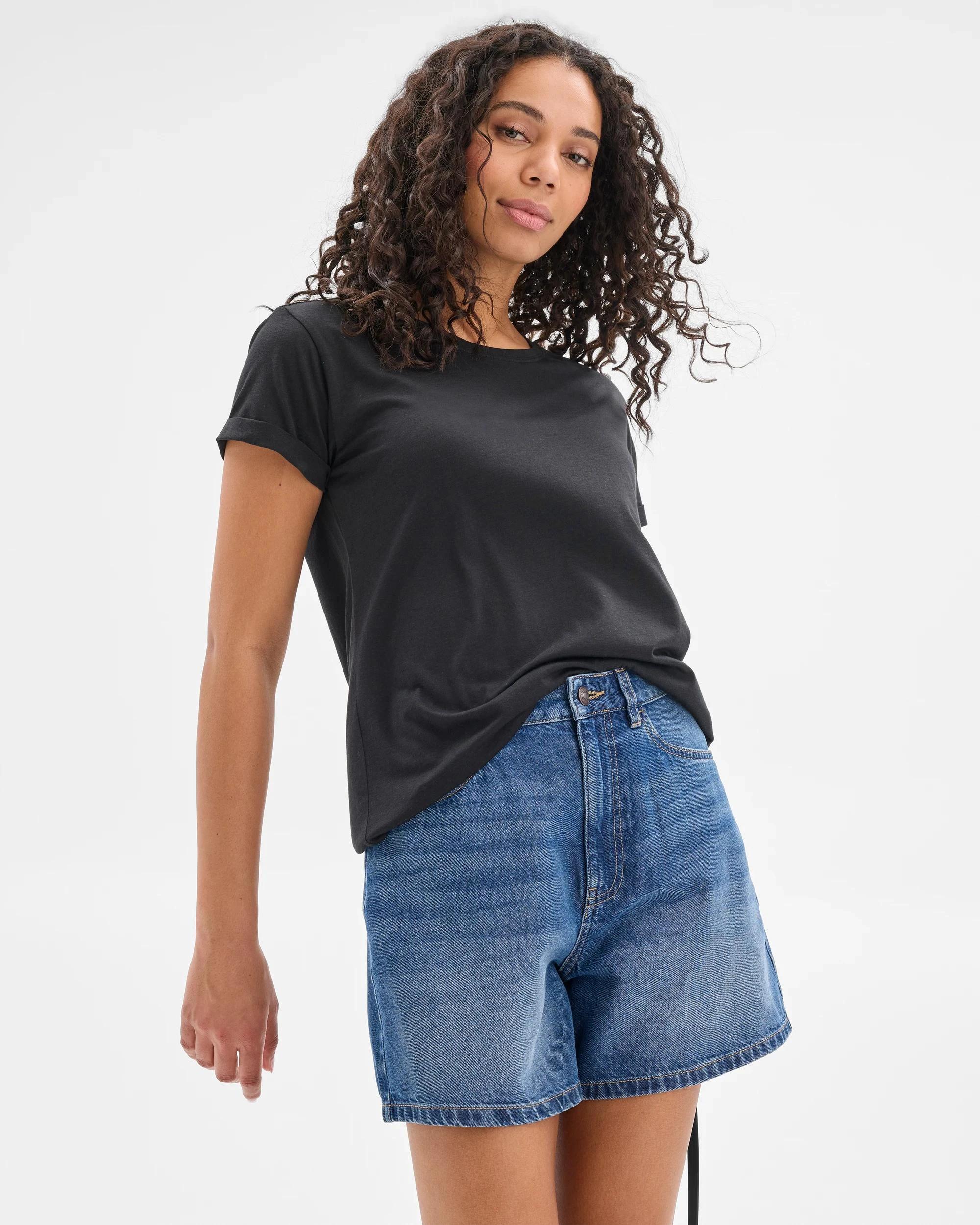 3 Target Cotton/Modal Relaxed Crew T-Shirt BLACK, 3 of 7