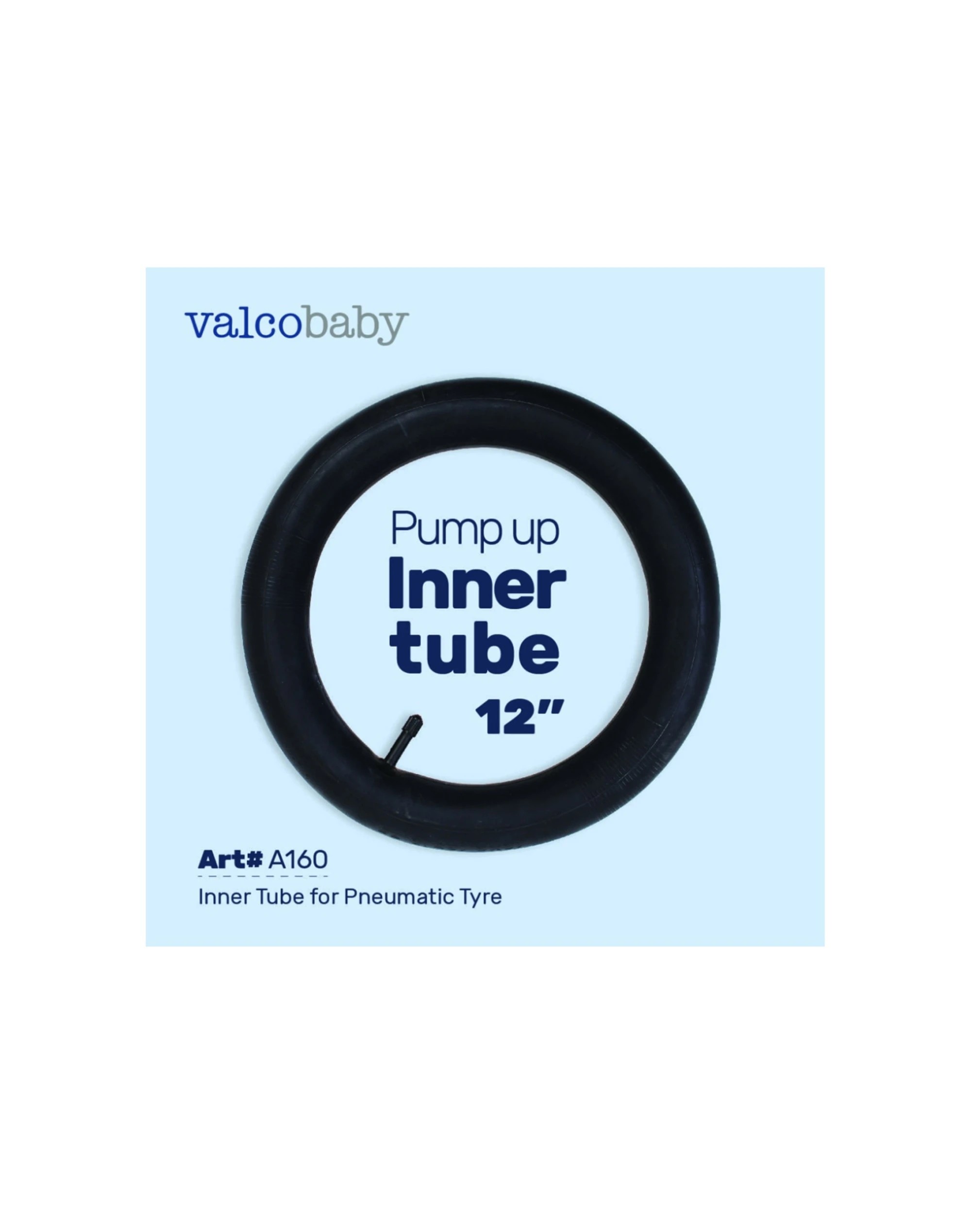 1 Valcobaby Pump Up Stroller Inner Tube Straight Valve Air Tyre Rear Wheel 12 Inches - Black, 1 of 1