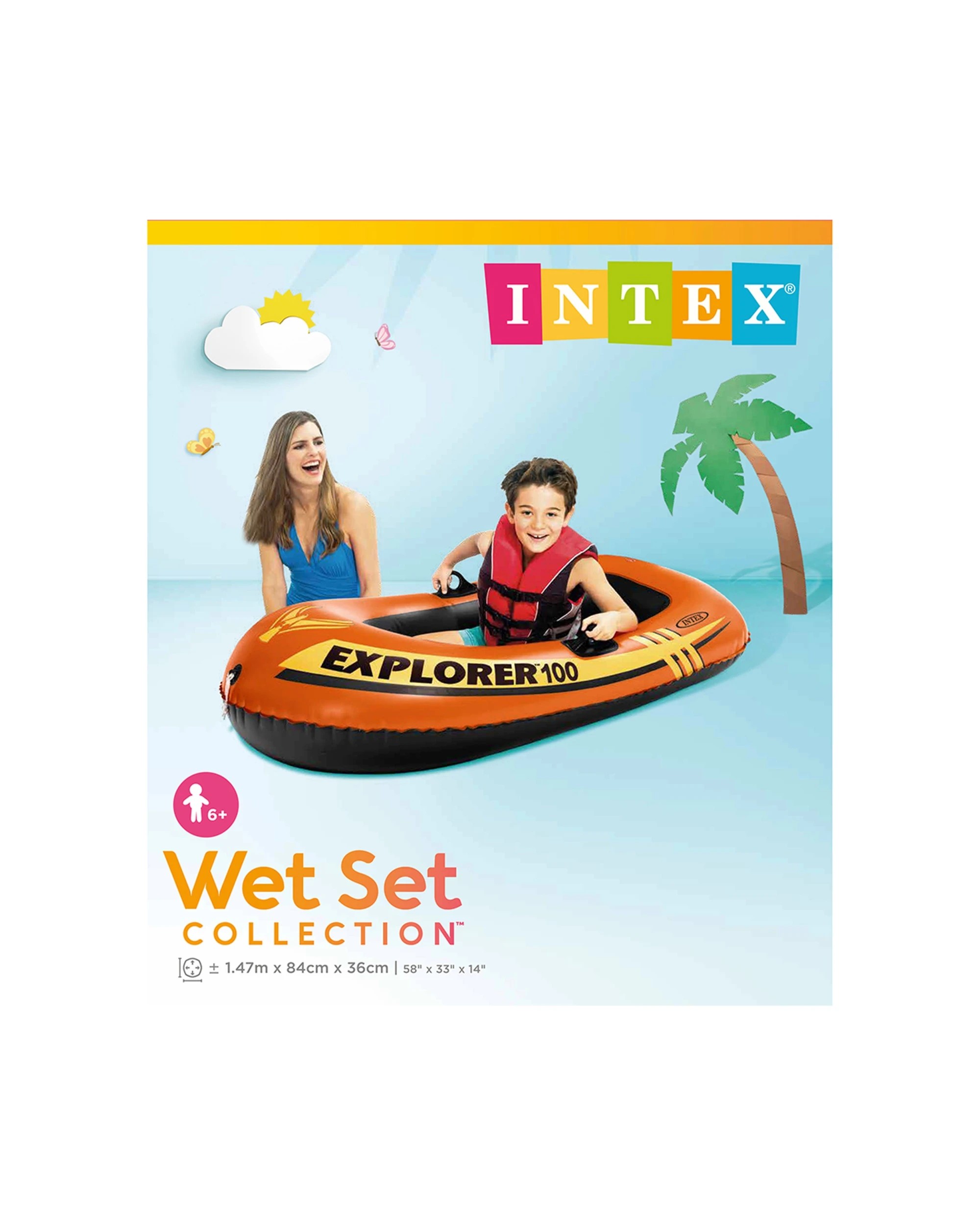 5 INTEX Explorer 100 Inflatable Boat Two Air Chambers Inflatable Floor Welded - Orange, 5 of 5
