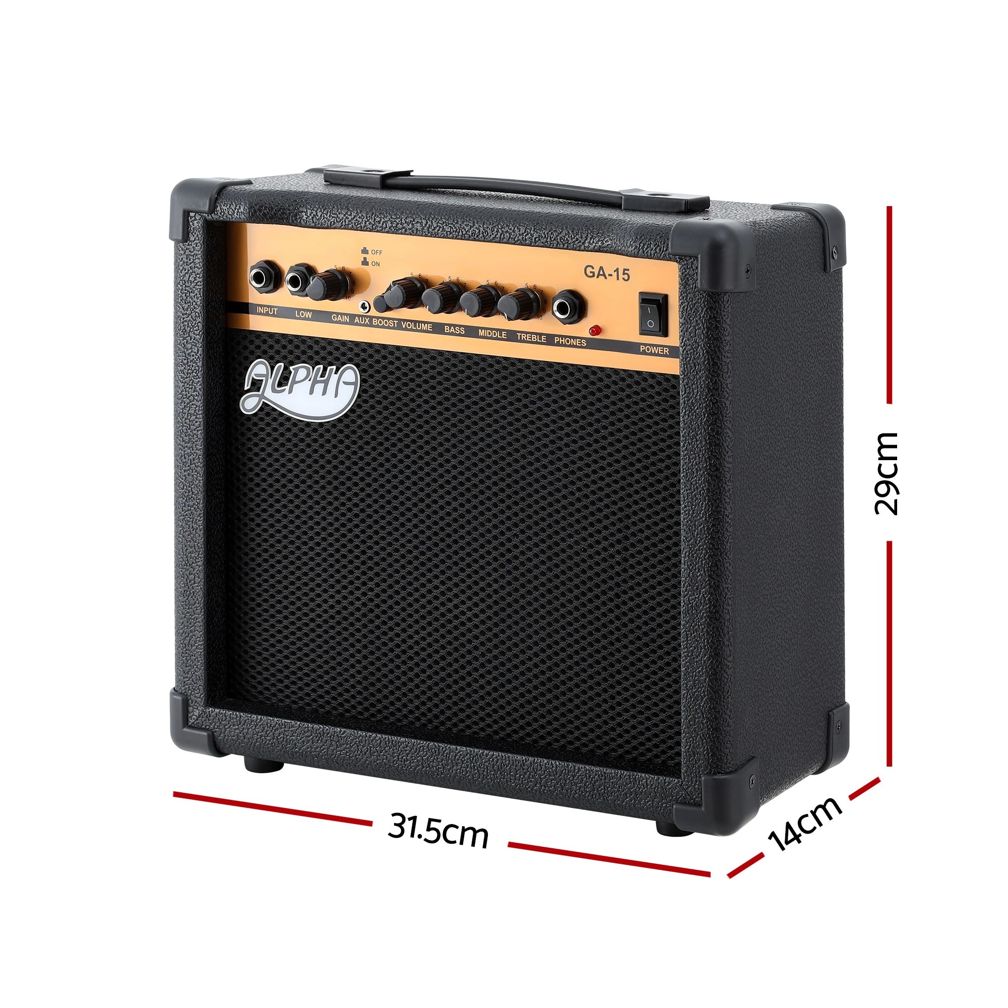 2 Alpha 20W Guitar Amplifier Portable Practice Amp Overdrive 3-Band EQ - Black, 2 of 7