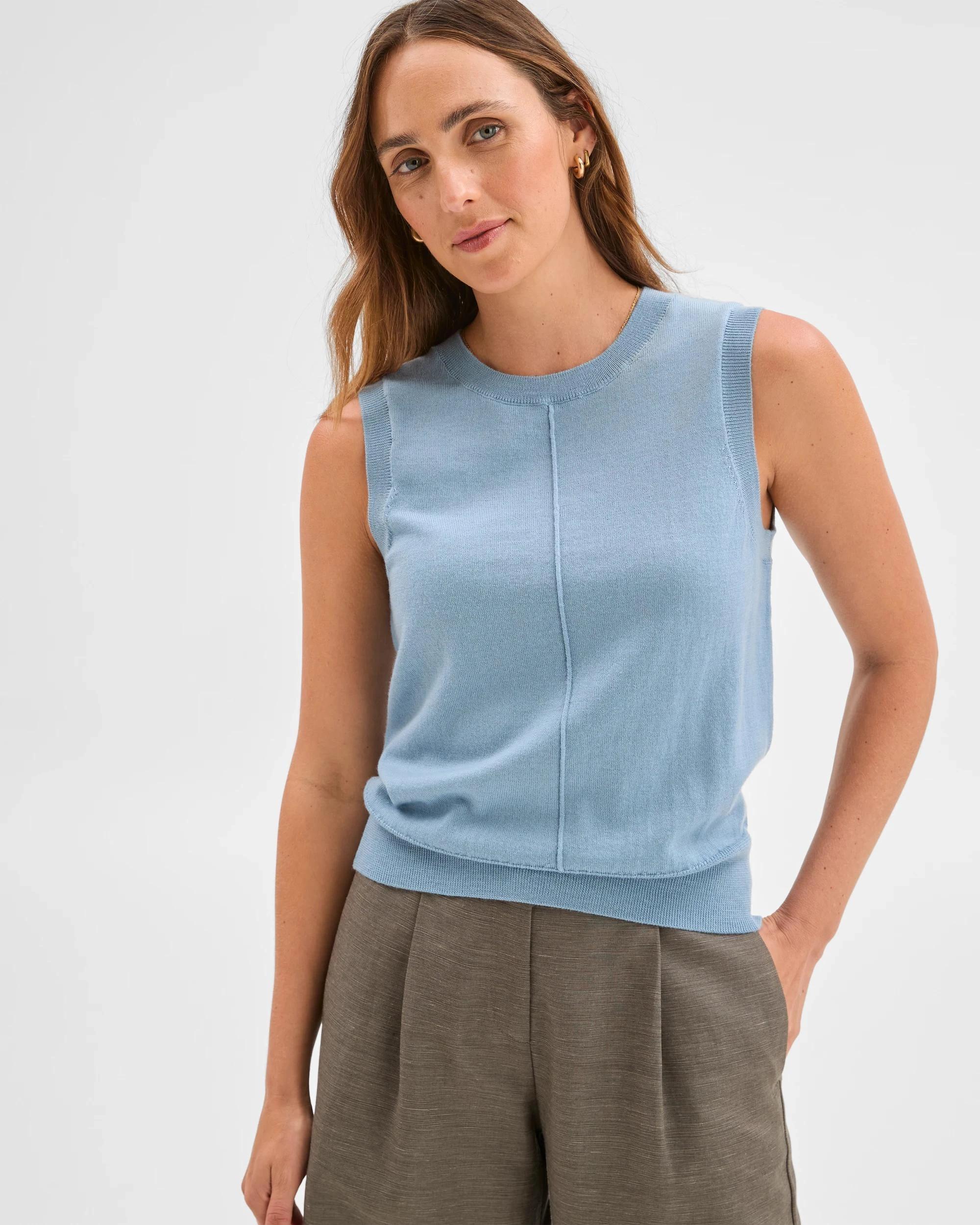 5 Preview Merino Sleeveless Vest MOODY BLUE, 5 of 6