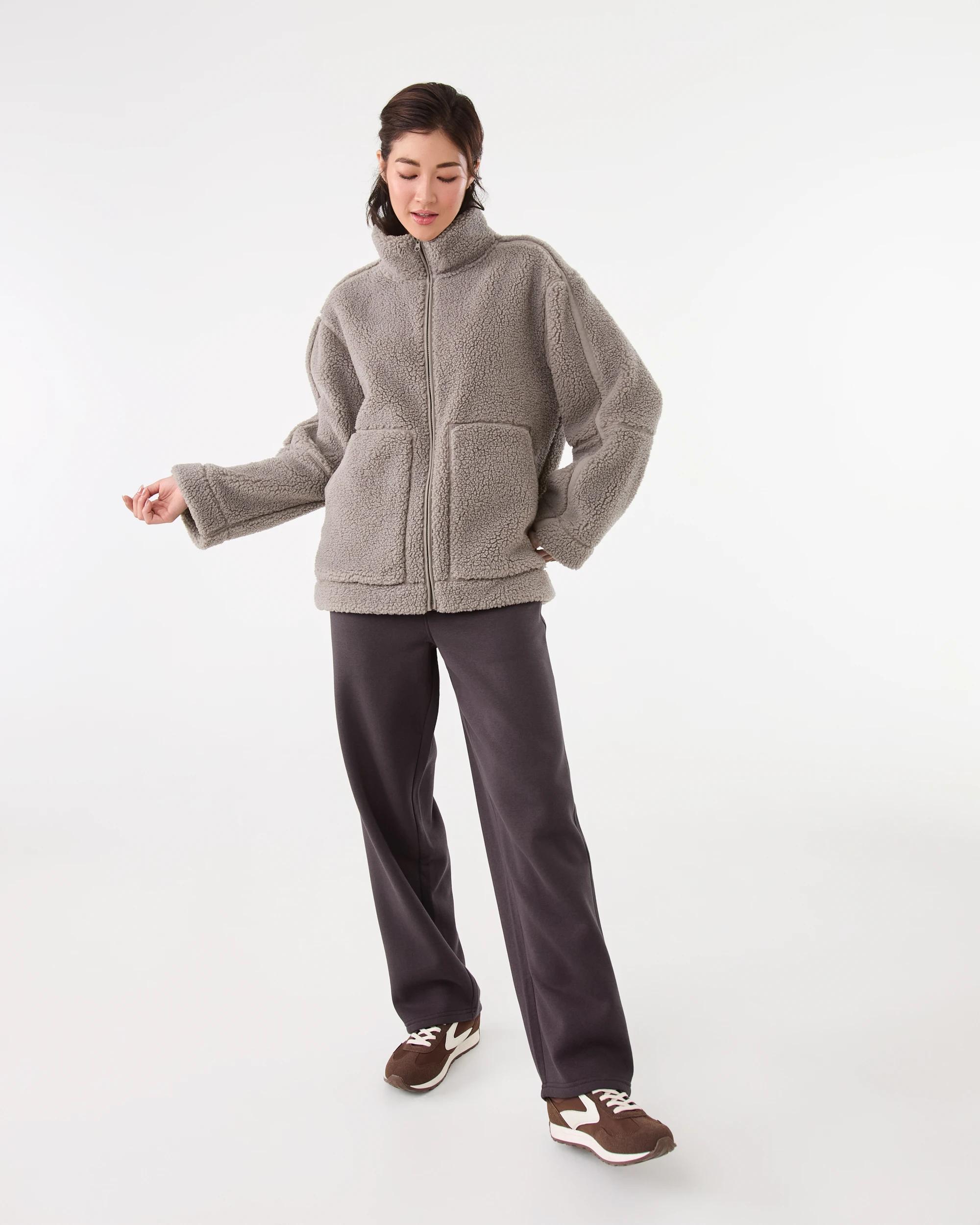 2 Active Womens Outdoor Sherpa Jacket Brn Drift, 2 of 10