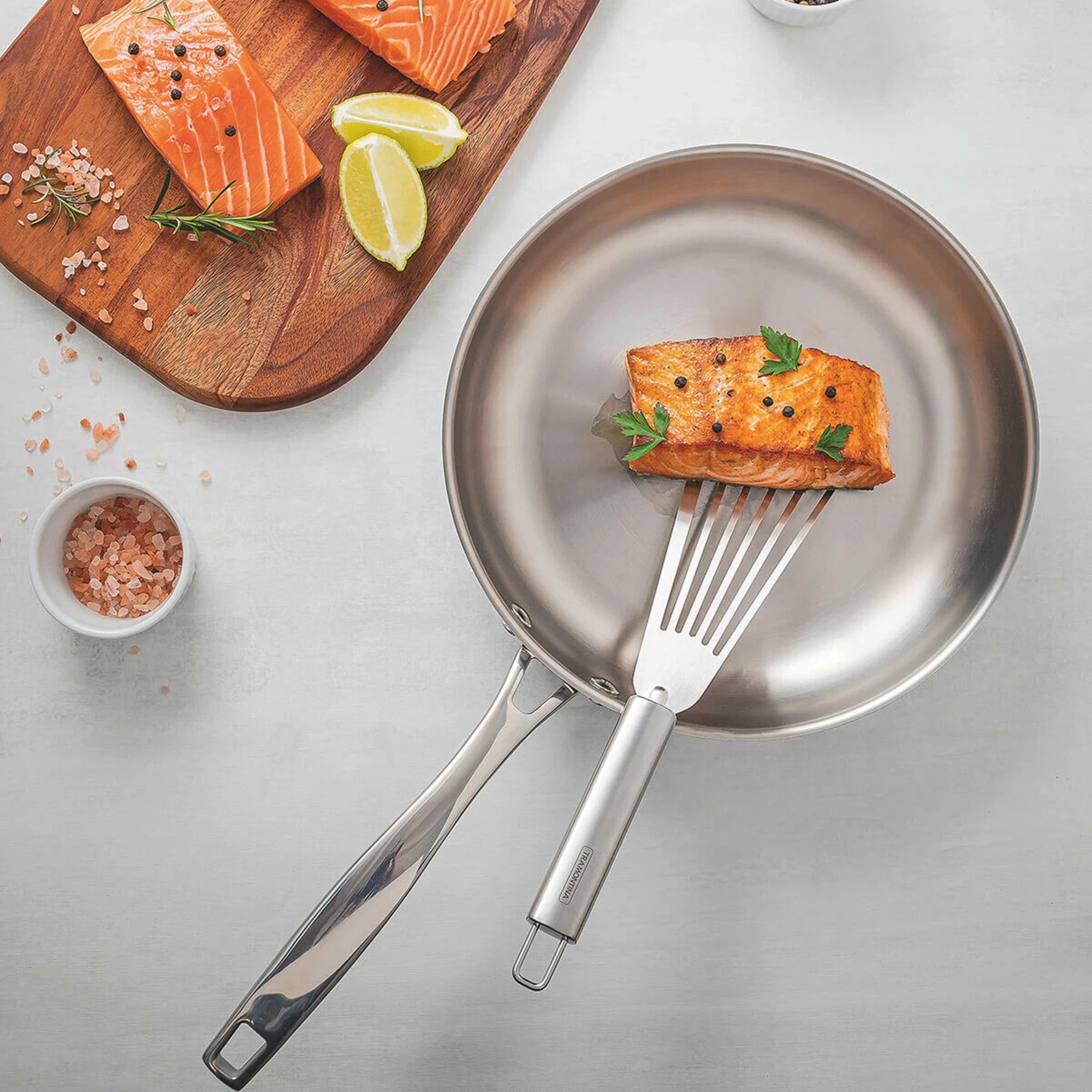 2 Tramontina Grano 20cm Tri-Ply Clad Stainless Steel Frying Pan, 2 of 5