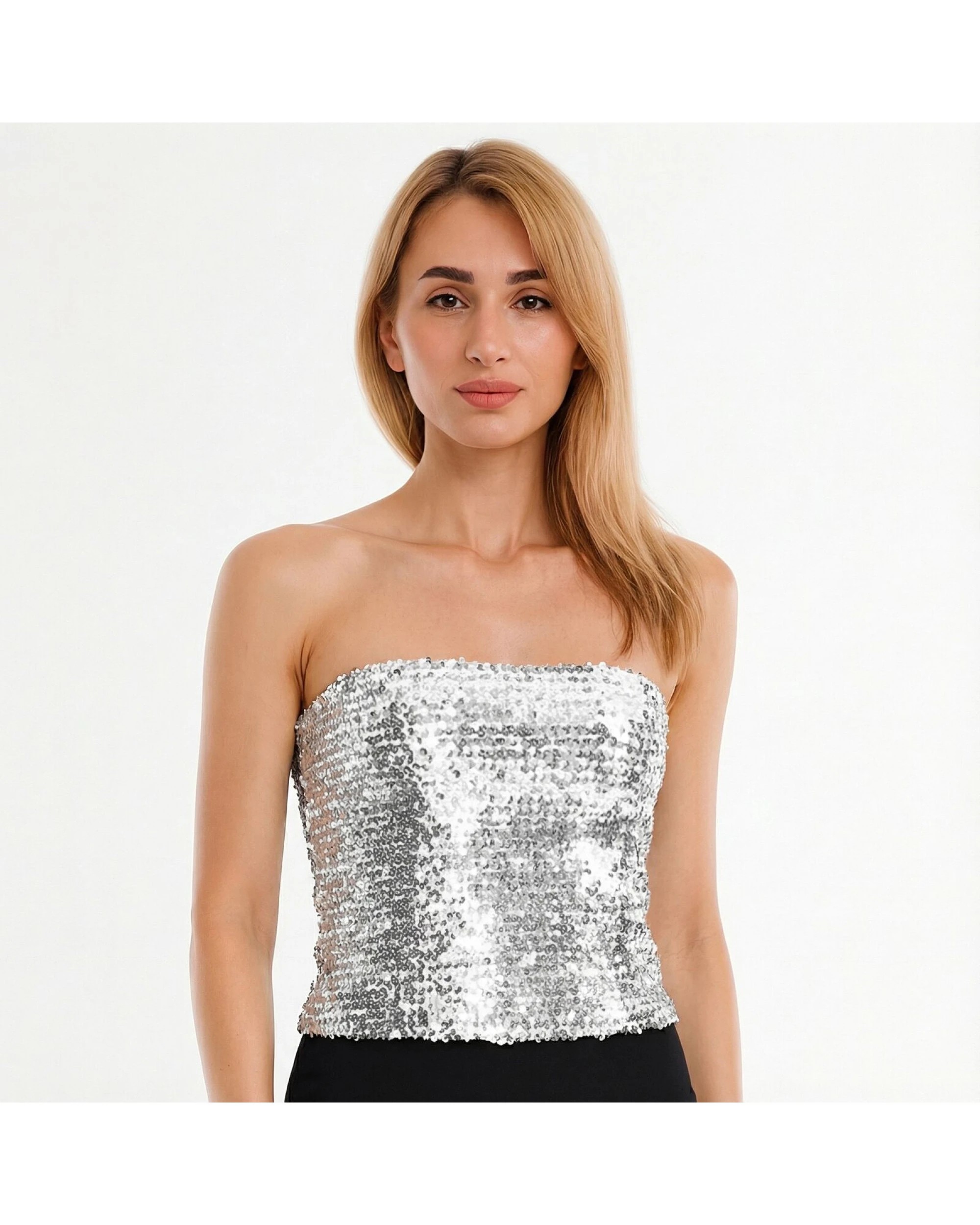 1 BR Costumes Sequin Bandeau Crop Top for Women with Sparkling Finish - One Size, 1 of 1