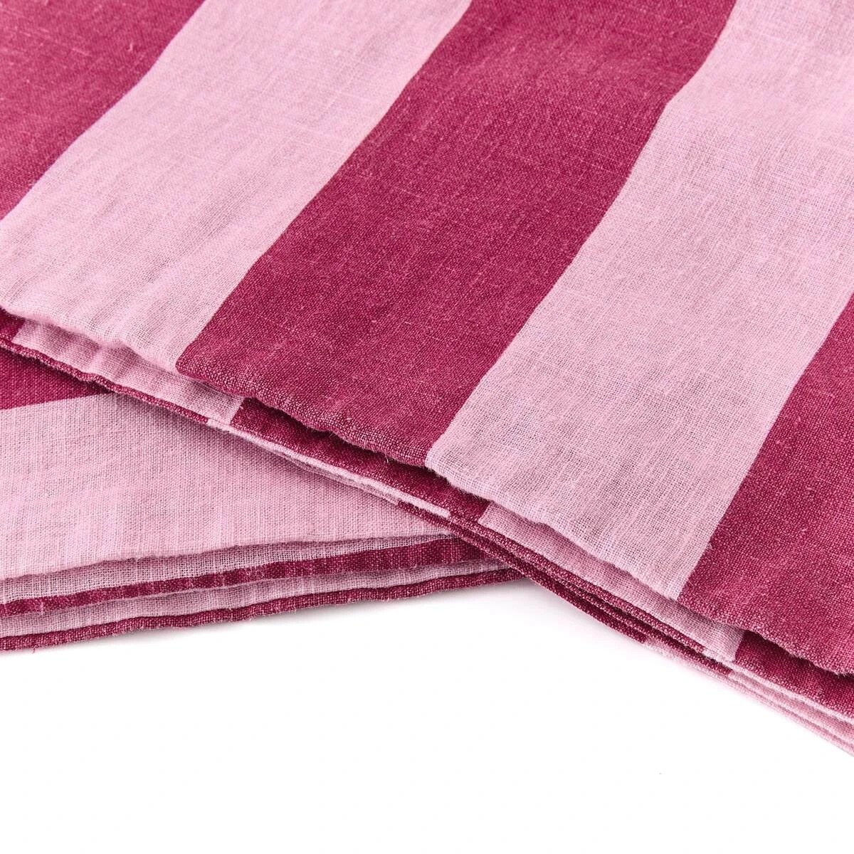 4 Stripe Linen Cotton Quilt Cover Set - Queen Bed, Berry, 4 of 7