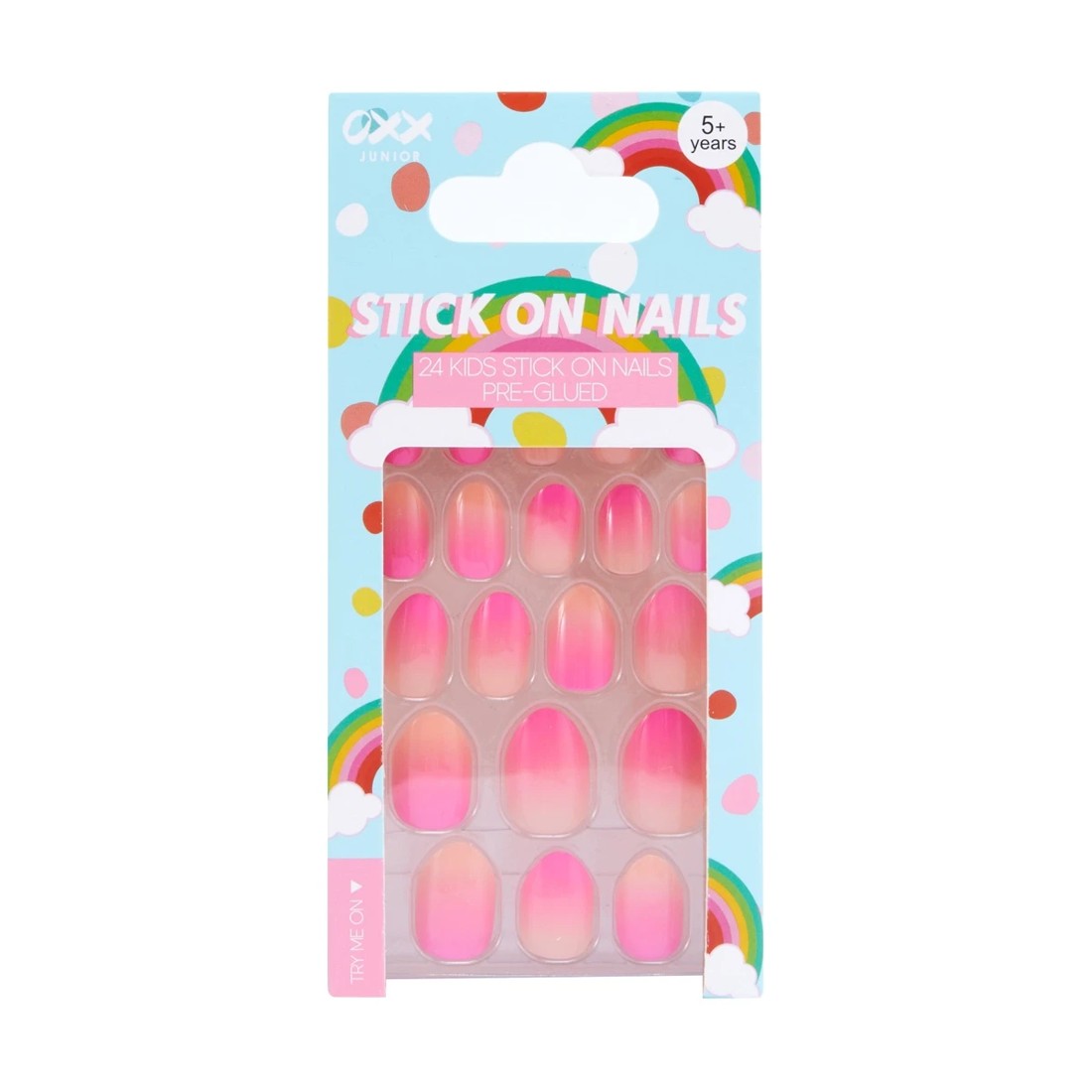 1 OXX Junior 24 Pack Pre-Glued Stick-On Nails - Sunrise Ombre, 1 of 5