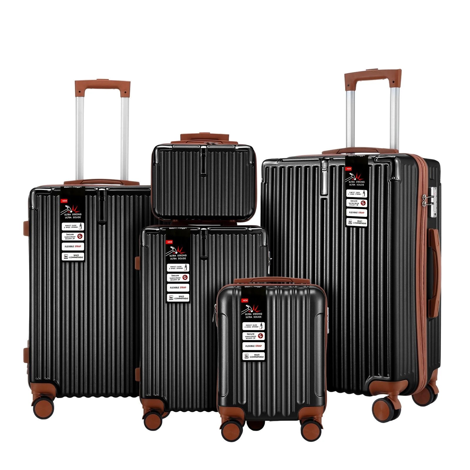 1 Buon Viaggio 5 Piece Lightweight Hard Case Suitcases Luggage Set with Rolling Wheels, TSA Lock & Front Hook, 1 of 6