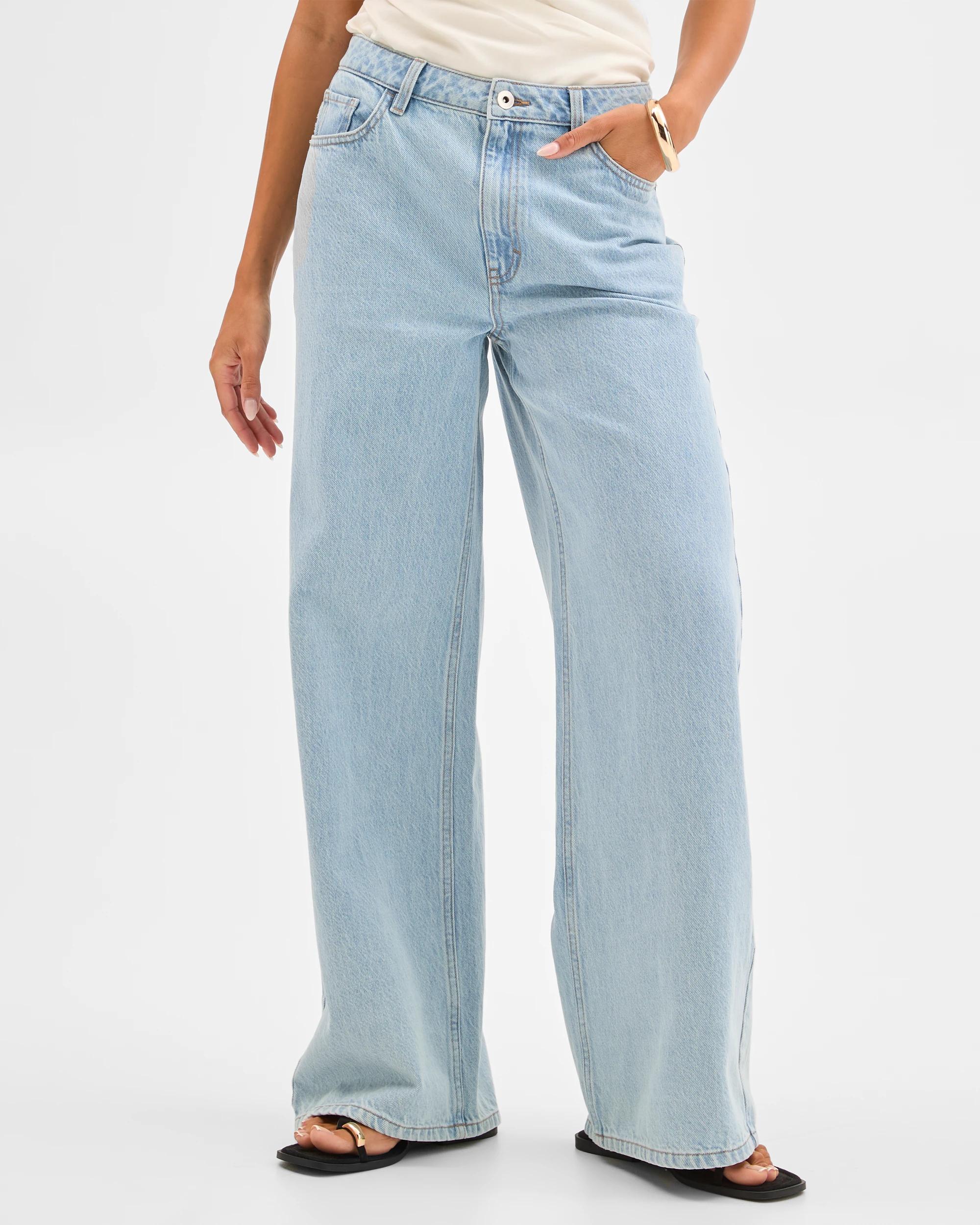 5 Lily Loves Mid Rise Wide Leg Denim Jeans GIGI BLUE, 5 of 7