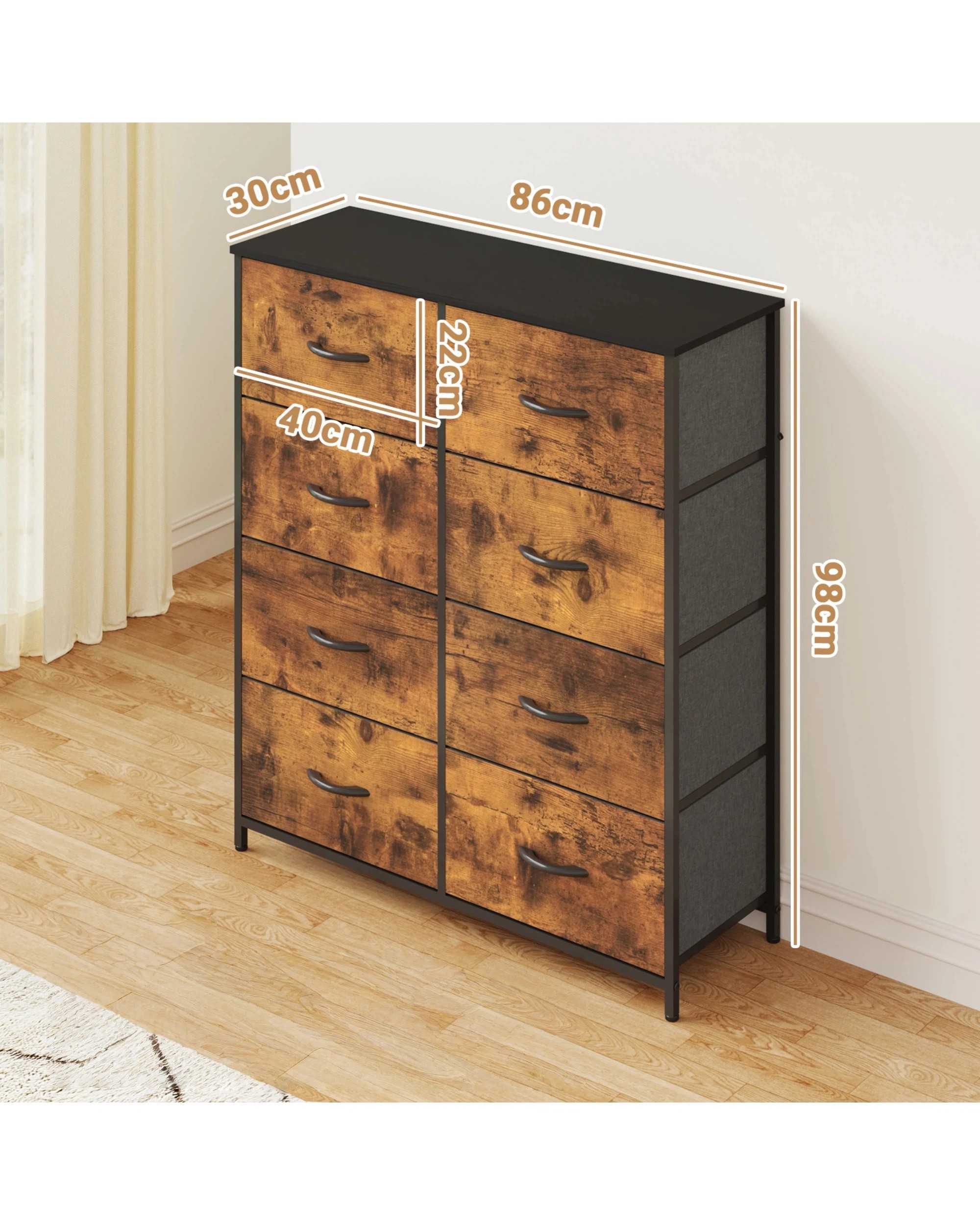 3 Advwin 8 Chest of Drawers Storage Cabinet - Brown, 3 of 10