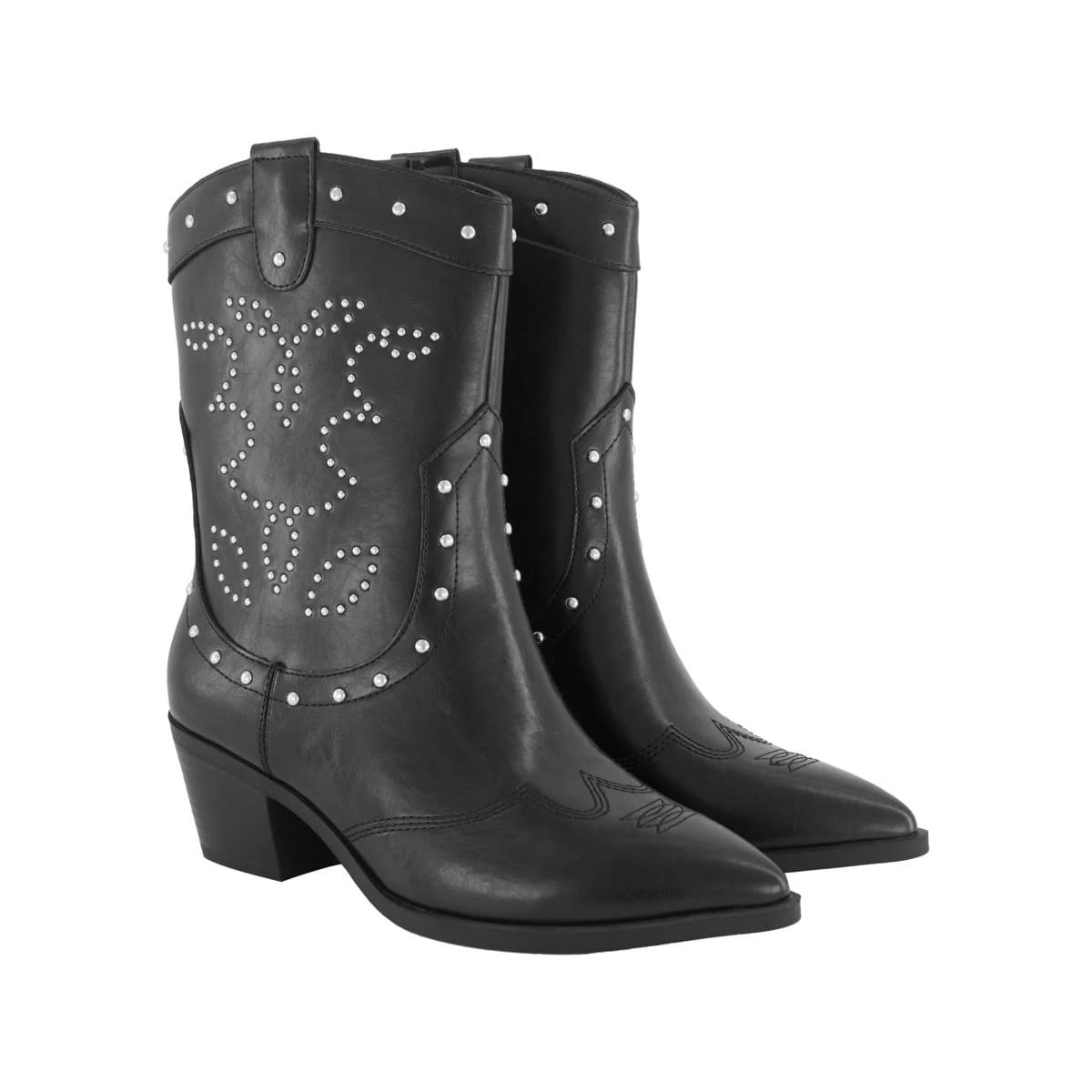 4 Western Block Heel Boots Black, 4 of 4