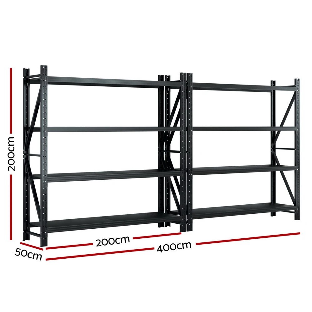 2 Giantz 4Mx2M Garage Shelving Warehouse Rack - Black, 2 of 6