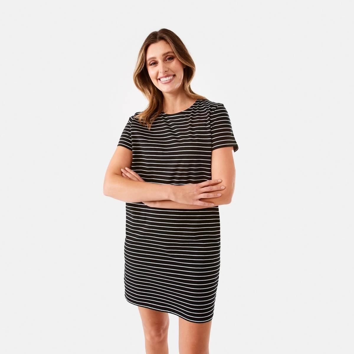1 Short Sleeve Relaxed T-shirt Mini Dress Thin Str B, 1 of 7