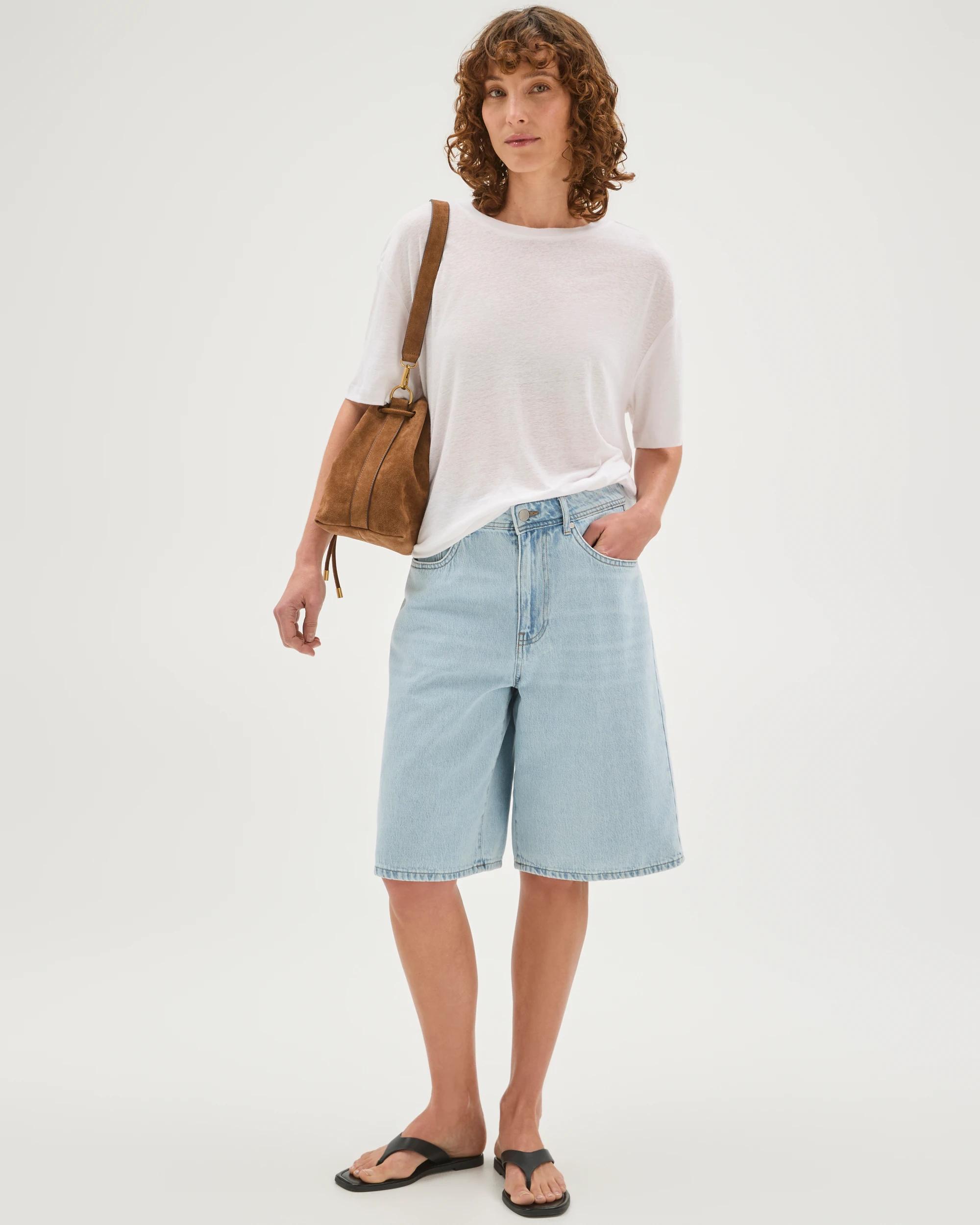 1 Target Denim AirLoom A-Line Bermuda Denim Shorts ICY FADE, 1 of 6