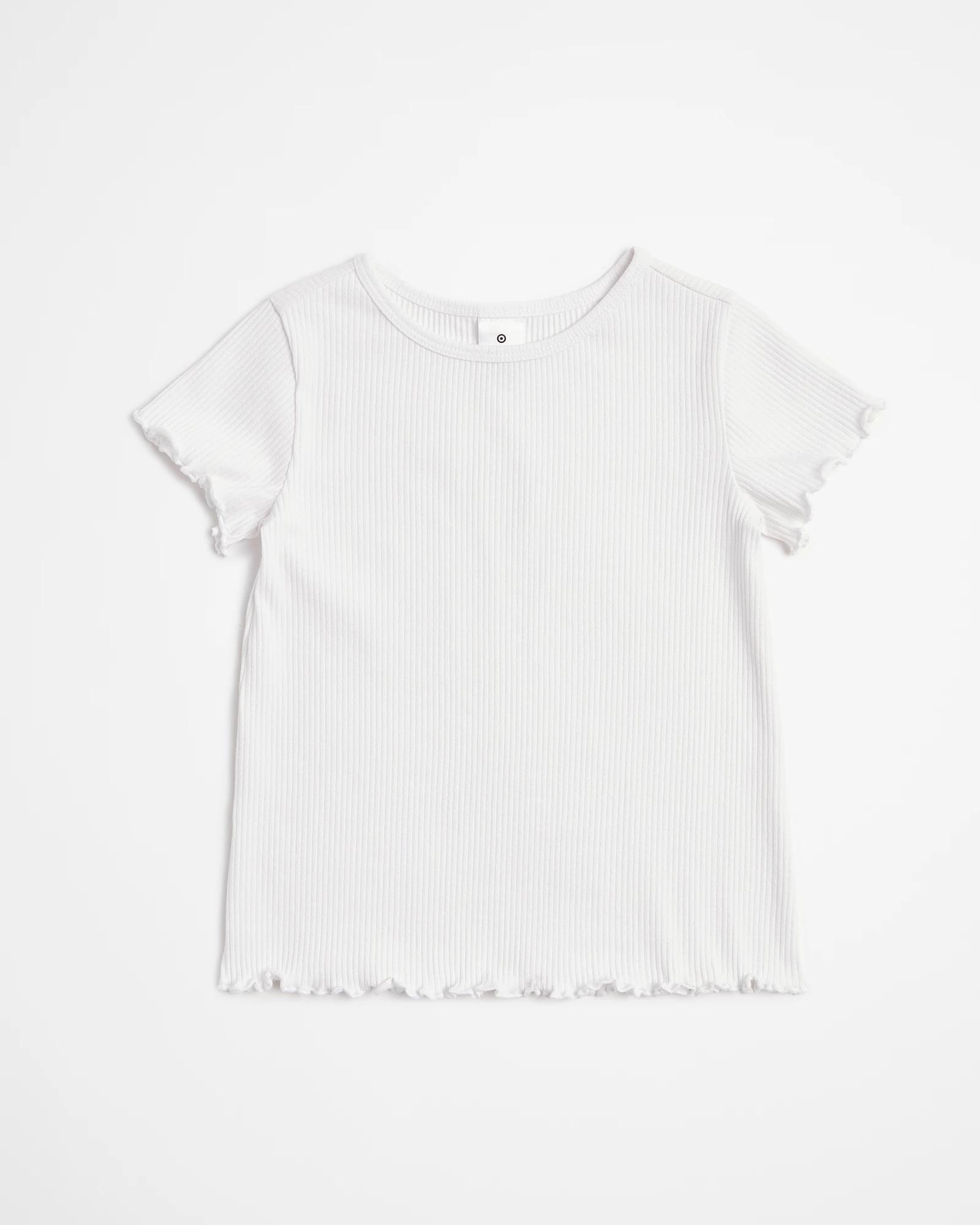 4 Target Australian Cotton Girls Rib T-shirt WHITE, 4 of 6