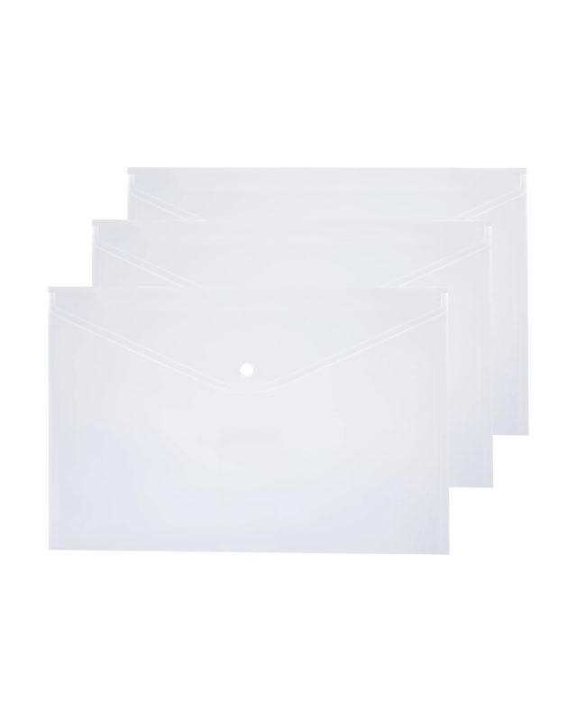 3 Pack A4 Button Document Wallet - C