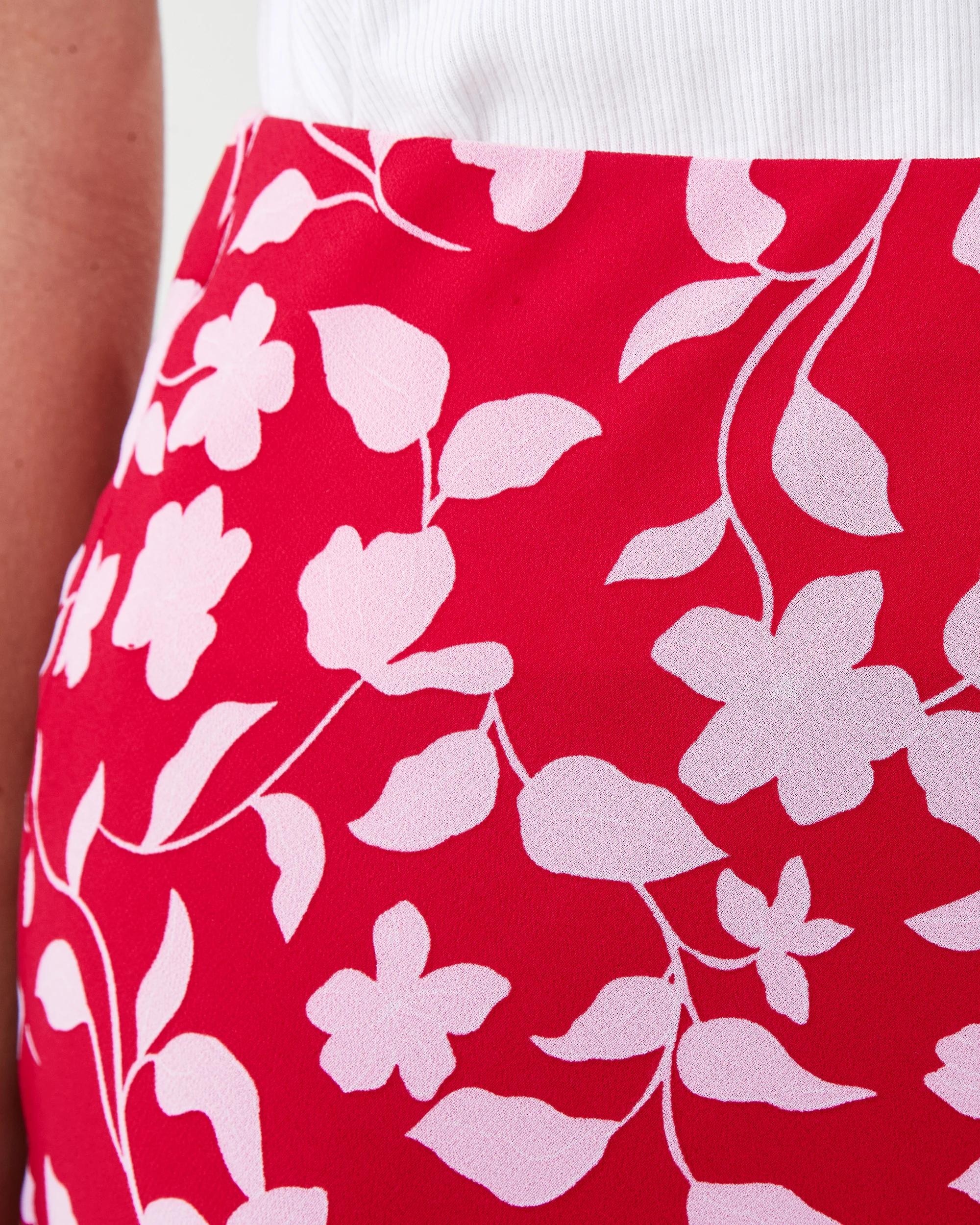 4 Chiffon Slip Midi Skirt Red Flrl, 4 of 5