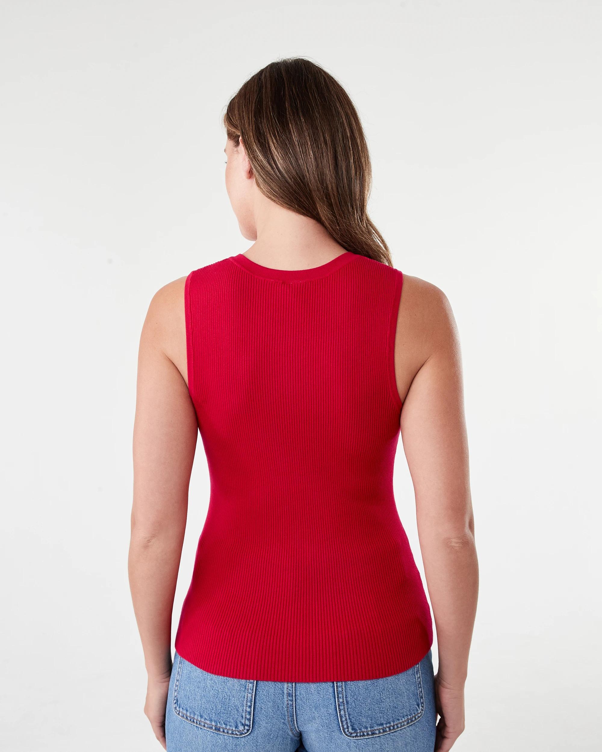 3 Sleeveless Rib Button Tank Strawberry, 3 of 7
