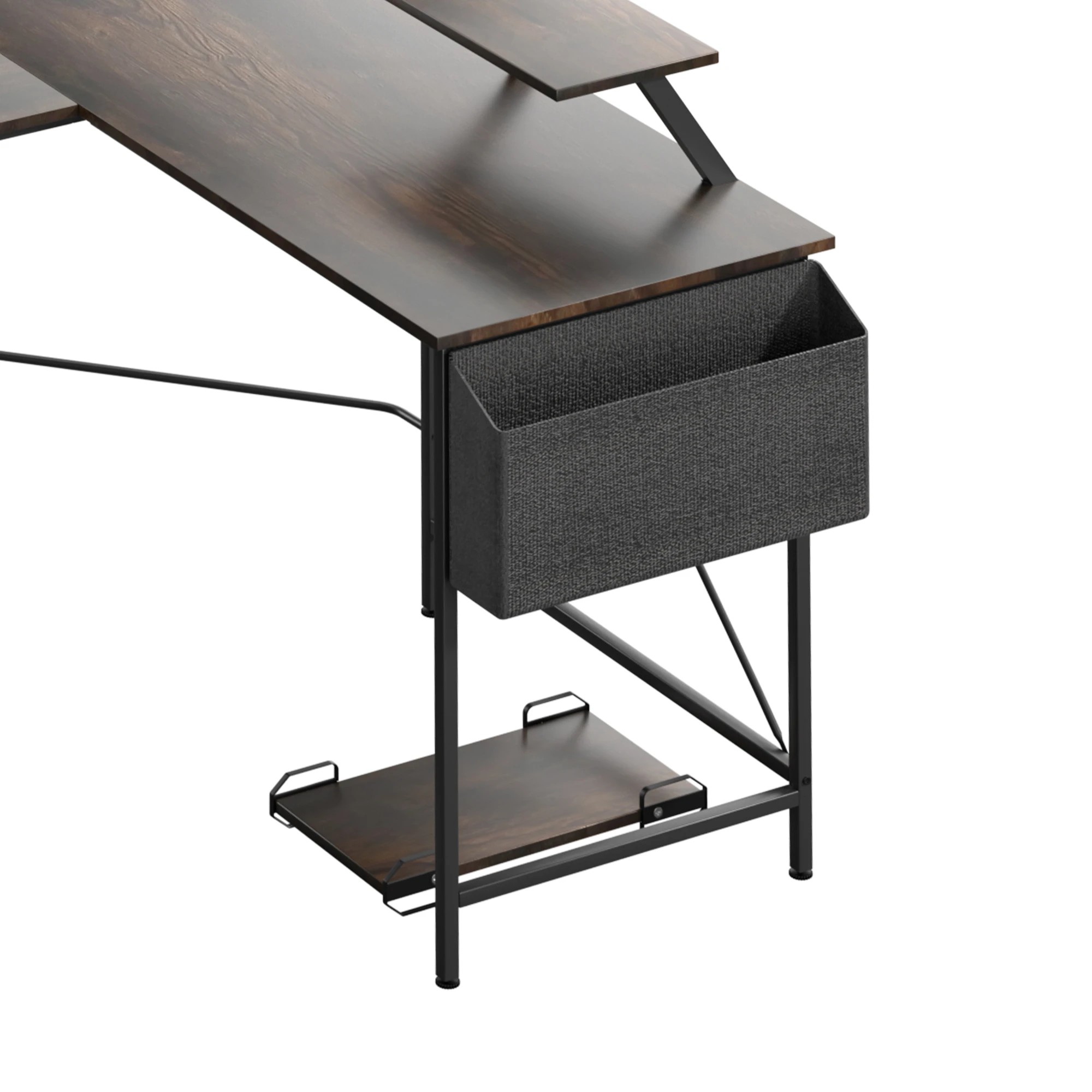 4 Levede L-Shape Corner Computer Desk - Brown, 4 of 9