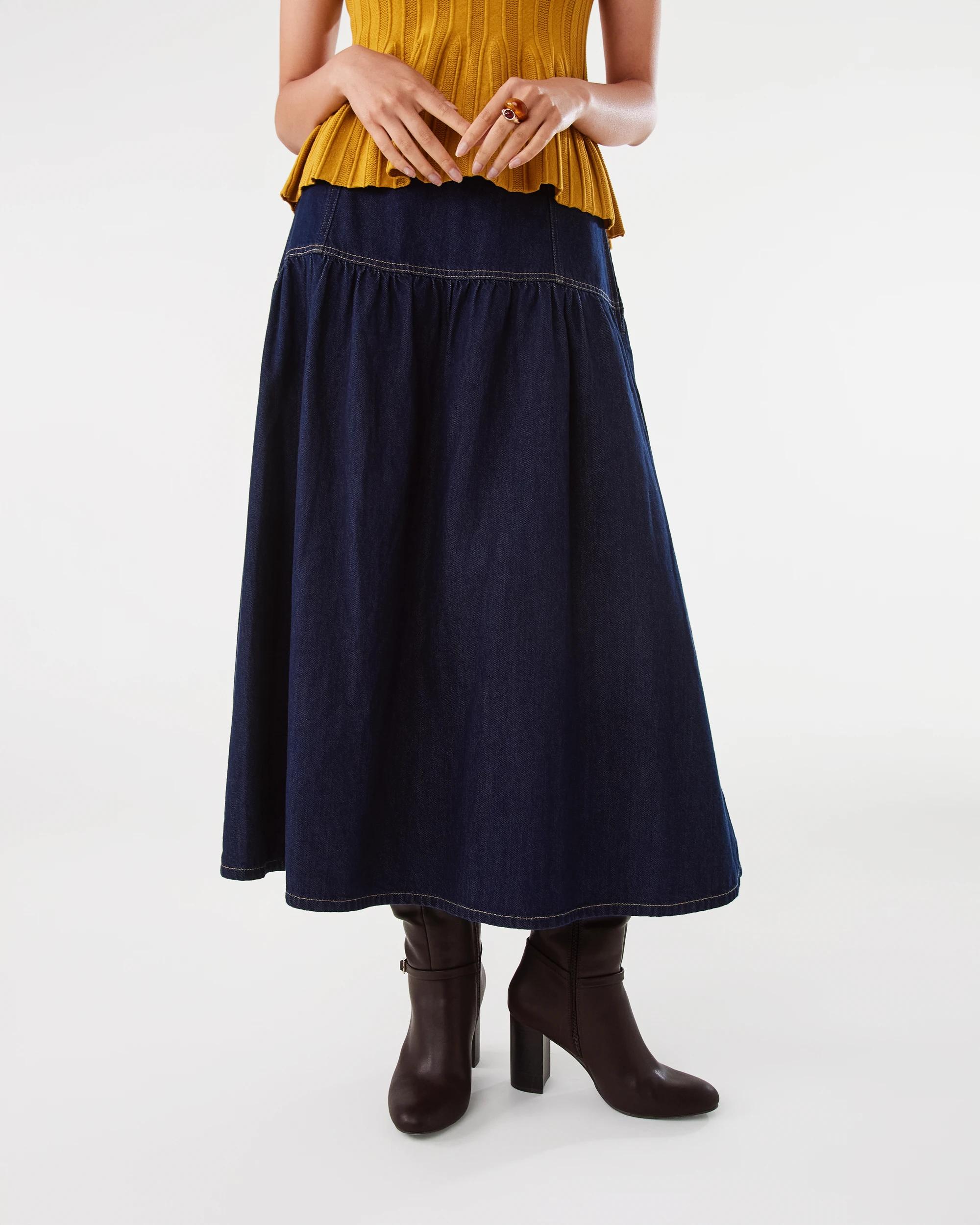 1 Denim Yoke Maxi Skirt Indigo Wsh, 1 of 6