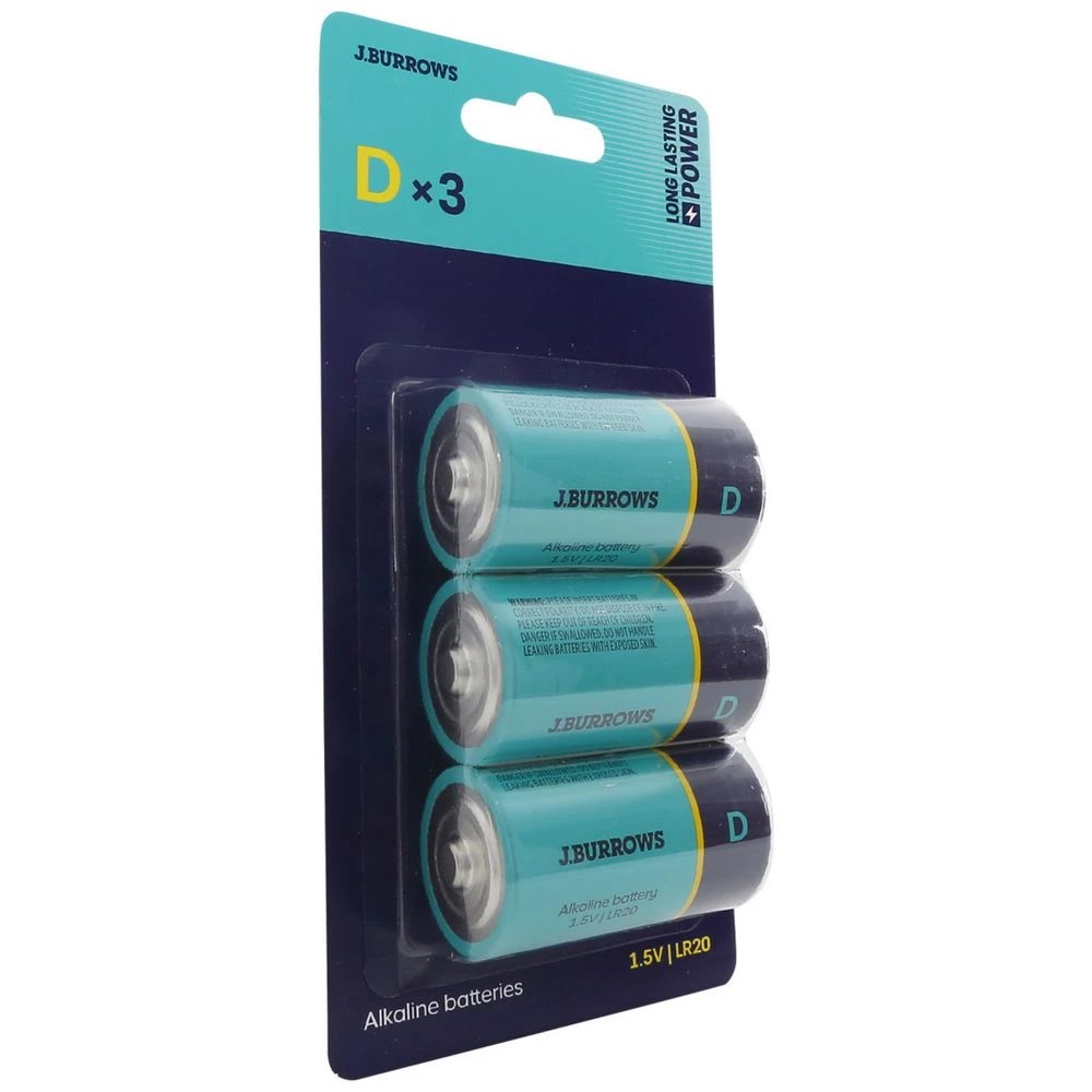 3 J.Burrows D Alkaline Batteries 3 Pack, 3 of 7