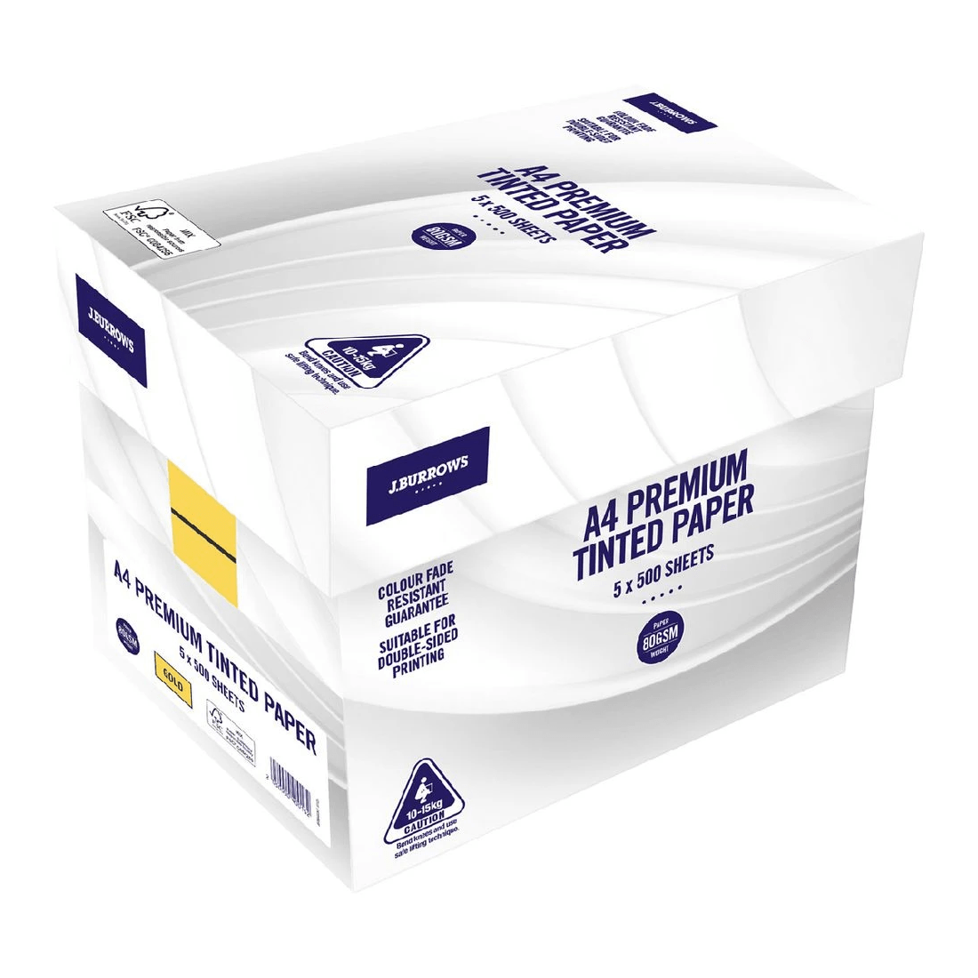 1 J.Burrows Premium A4 Tinted Paper 2500 Sheet Carton Gold, 1 of 2
