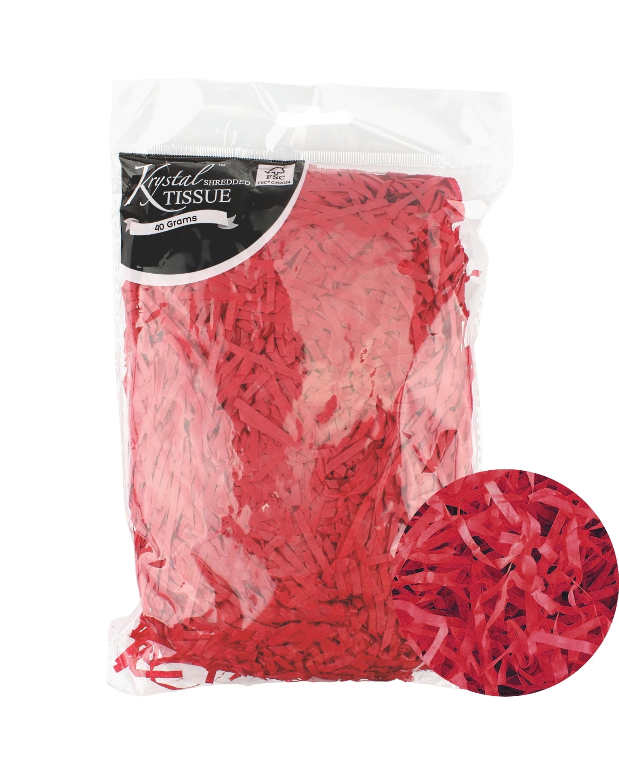 1 Artwrap Krystal Shredded Tissue Paper 40g Bag - Red, 1 of 1