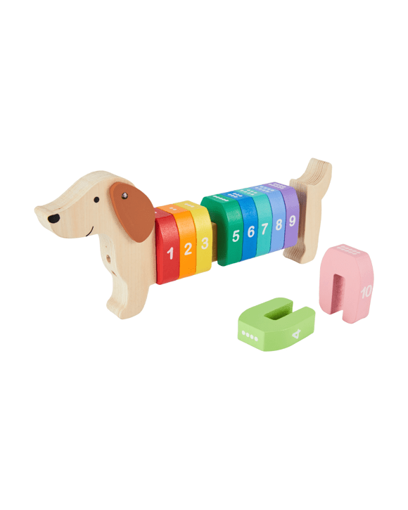 Wooden Play Count and Stack Dog